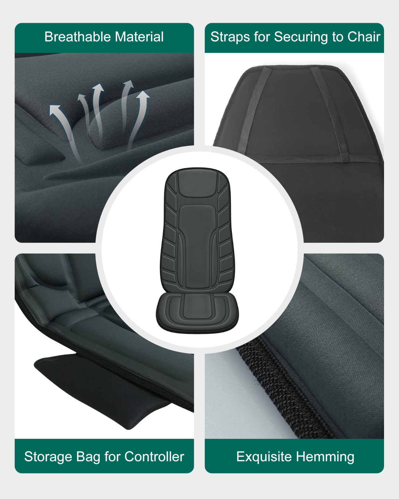 Snailax Massage Seat Cushion with Heat, Back Massager with Vibration, Gift