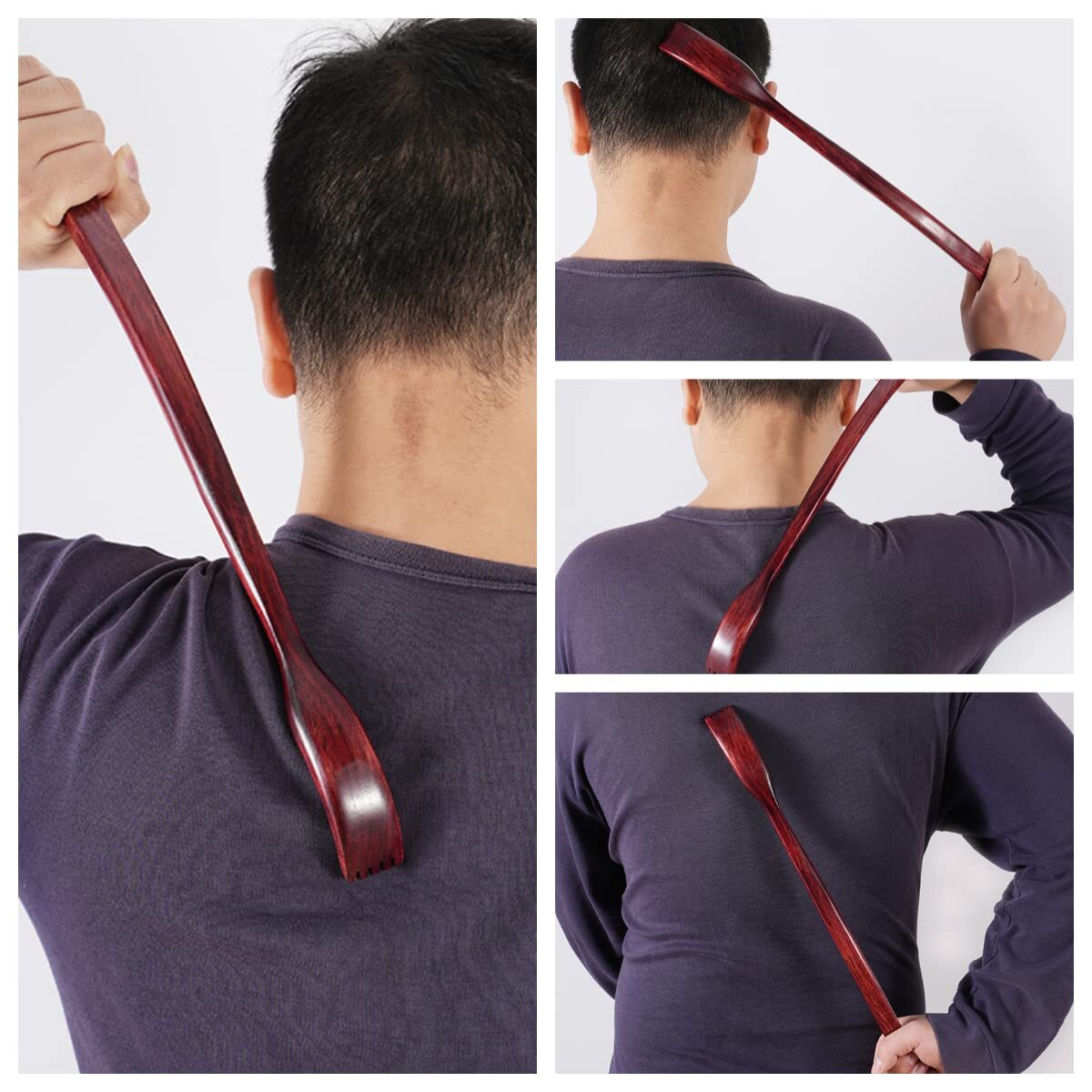 Oversized Wooden Back Scratcher: 18» Extended Curved Handle for Better Reach