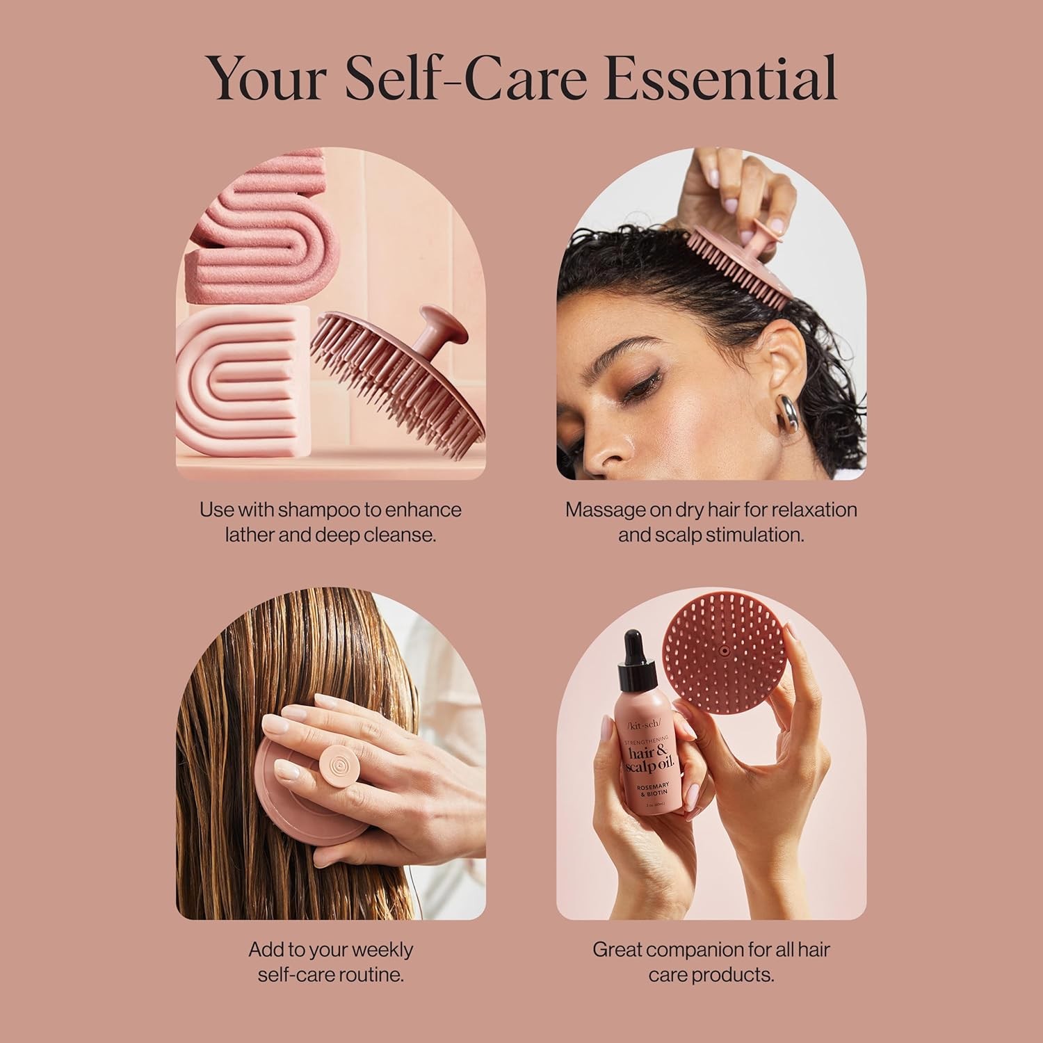 Kitsch Scalp Massager Shampoo Brush Exfoliator Terracotta