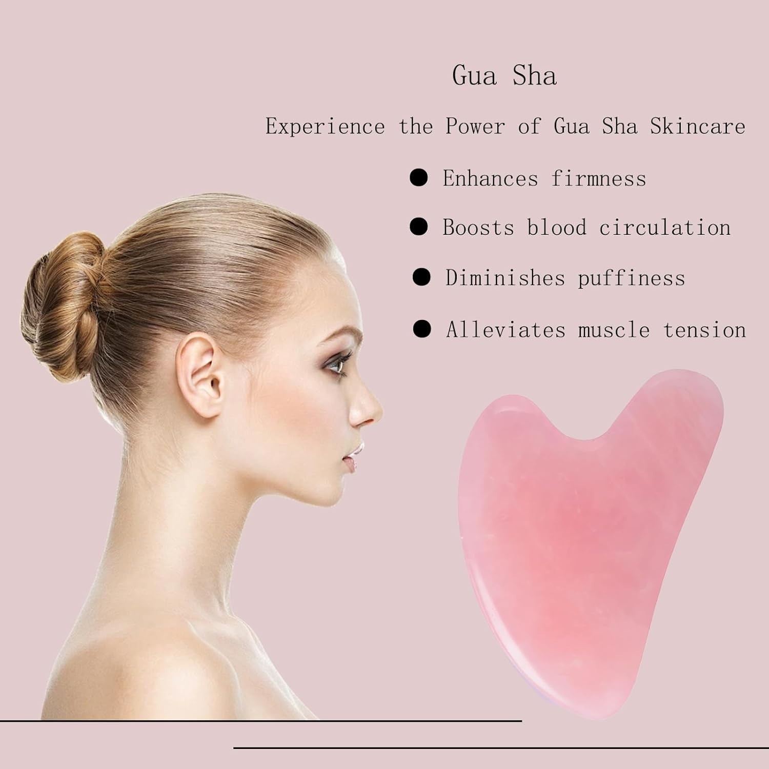 Pink Gua Sha Stone for Face and Body – Natural Anti-Aging Massage Tool