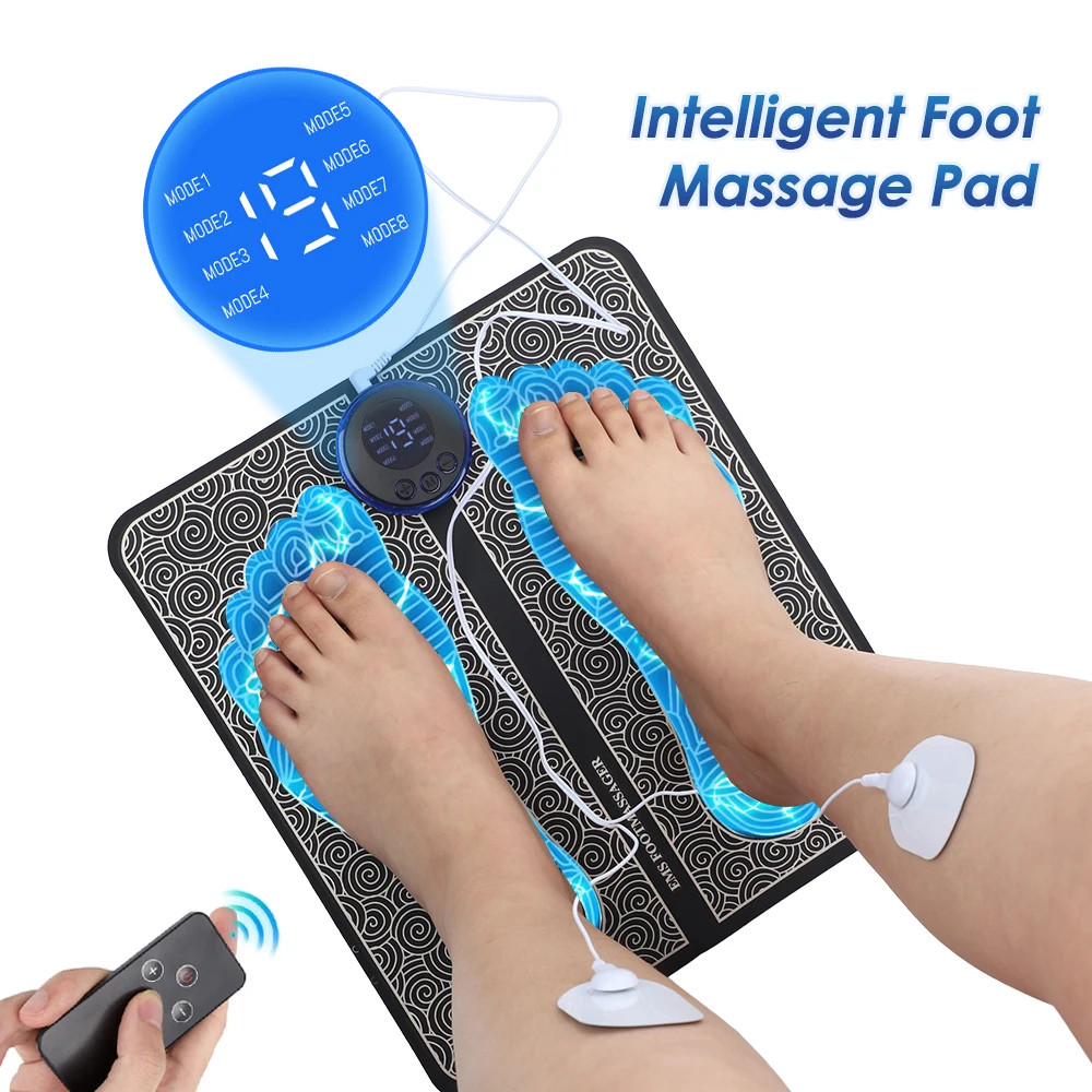 Electric Foot Massager with Remote Control, 8 Modes 19 Levels TENS Foot Pad