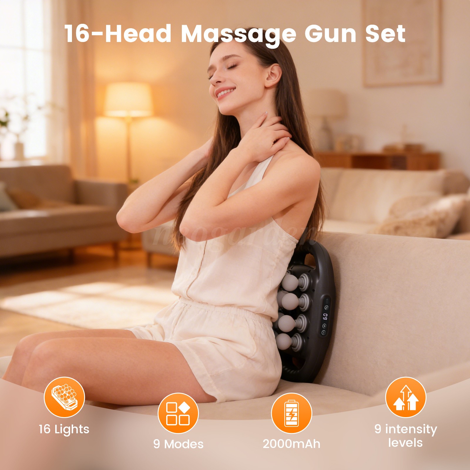 16 Head Massage Gun Deep Tissue Massager 9 Modes 9 Speed Levels Muscle Relax NEW