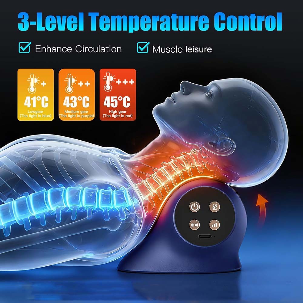 3-In-1 Neck Massager Pillow With Vibration Heating Traction Therapy New Relaxer