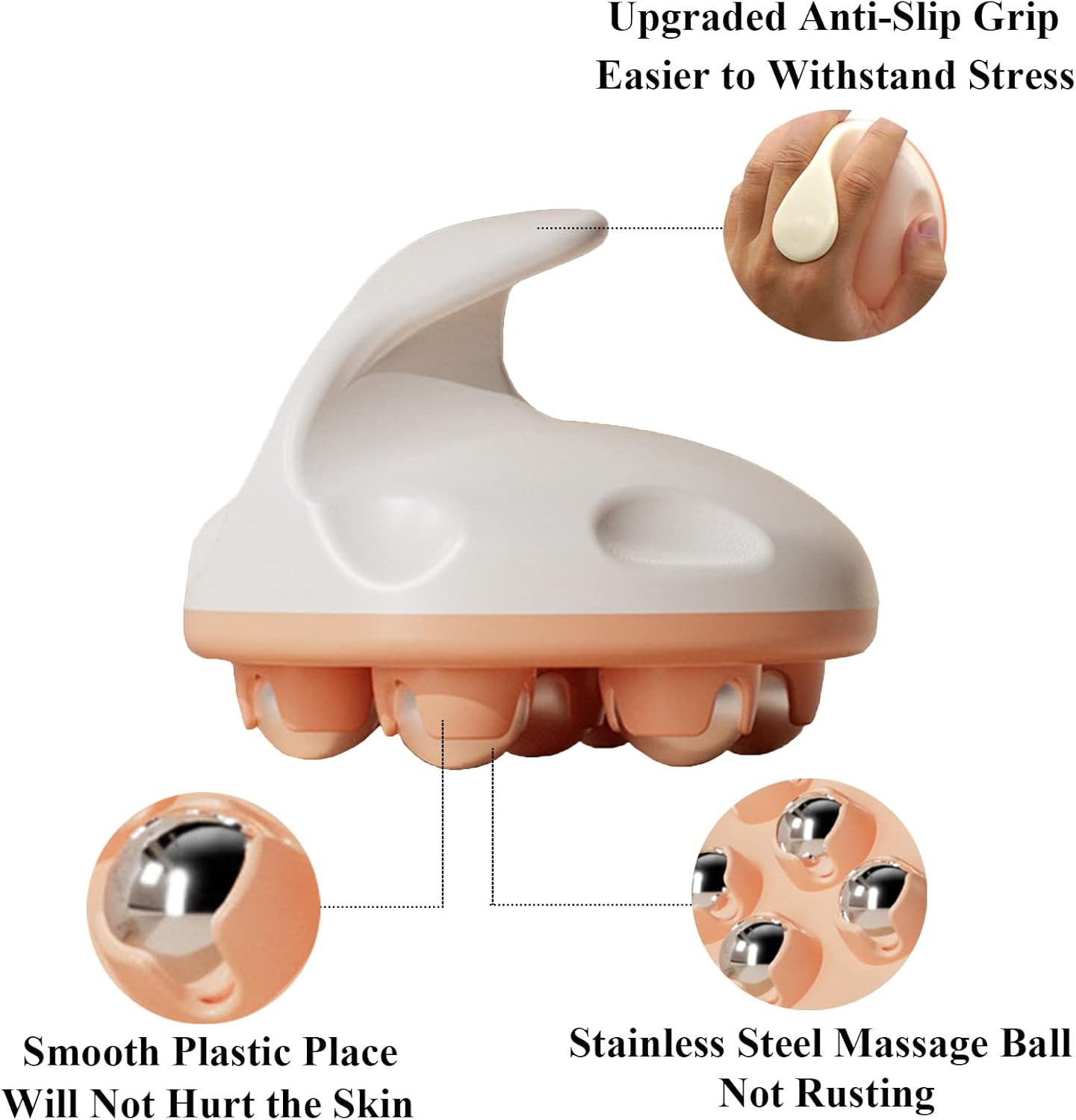 Hand Held Massager, Full Body Massage Tool with Roller Ball Massager Manual 360-