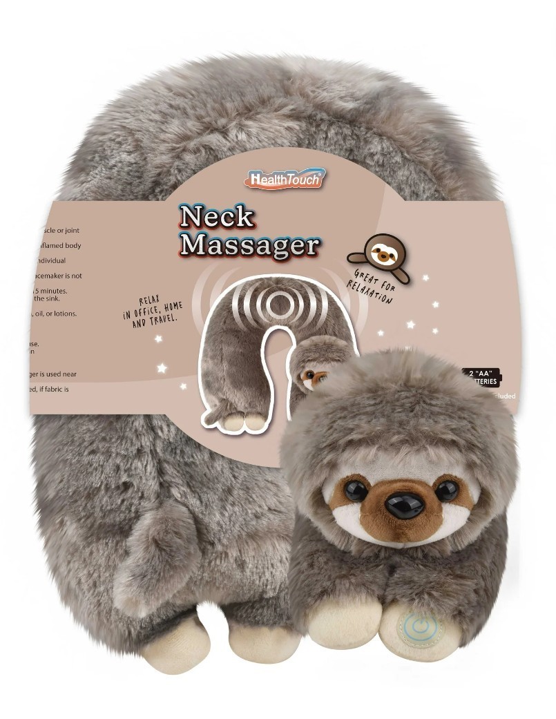 New Neck Massager Health Touch Sloth Plush (2 AA) Battery Op Portable