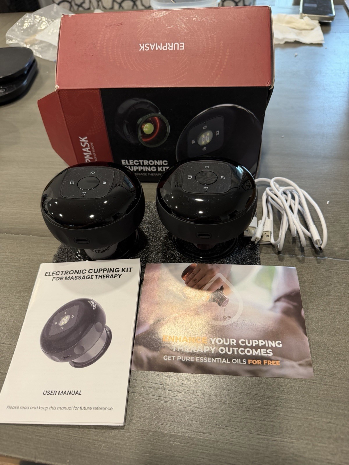 EURPMASK 2 Pack 5-in-1 Electric Cupping Kit 24 Levels Adjustable Suction & Heat