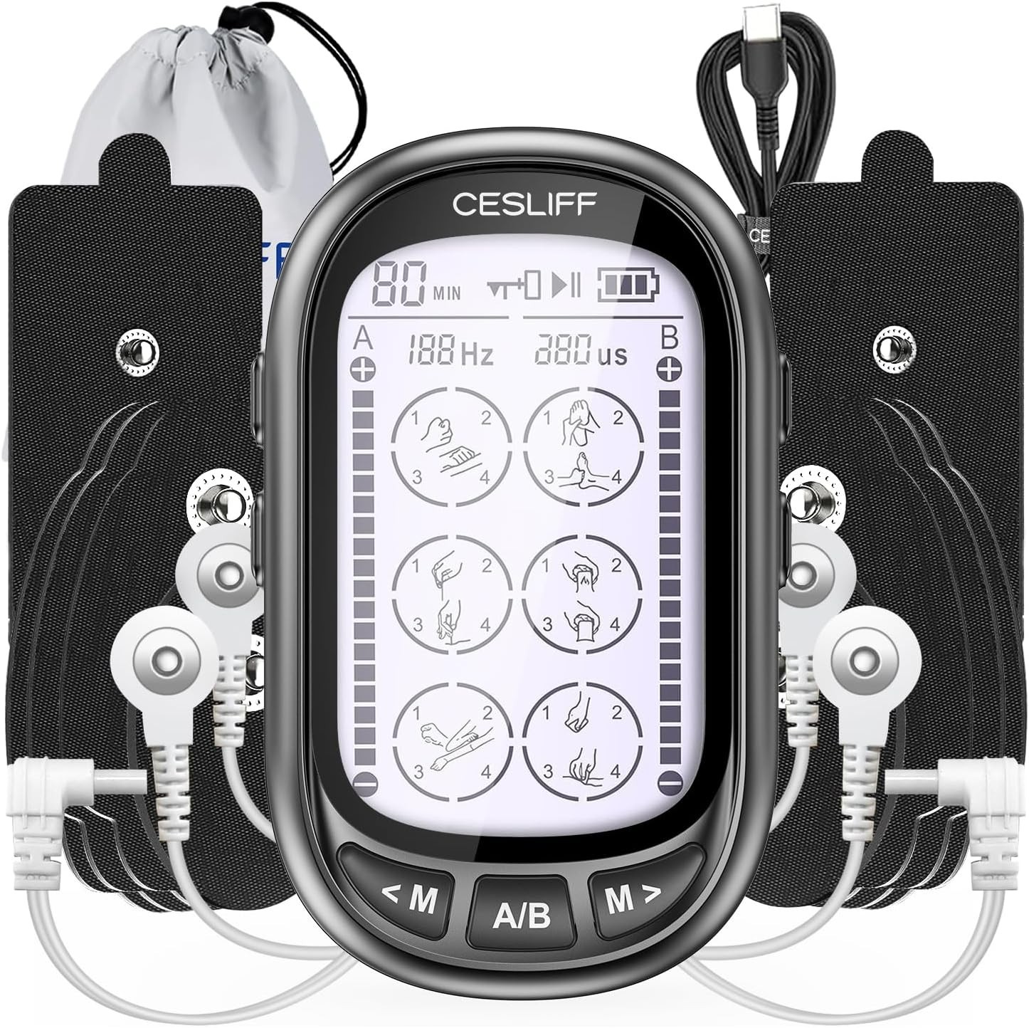 24 Mode 36 Level TENS Unit Muscle Stimulator Electric Pulse Massager Pain Relief