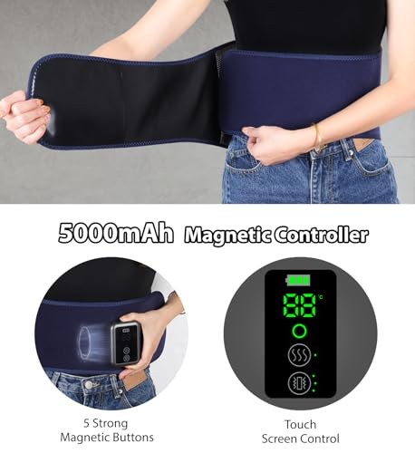 ADIUPUL BACK MASSAGER BELT LIGHT THERAPY, 5 HEATING LEVELS K212 – BLUE