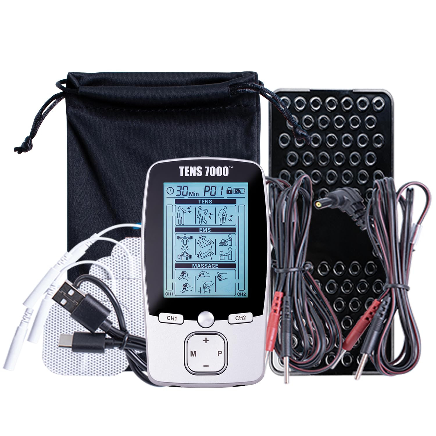 3-In-1 Combo TENS Unit Muscle Stimulator, Back Pain Relief, Sciatica, Neck, Shou