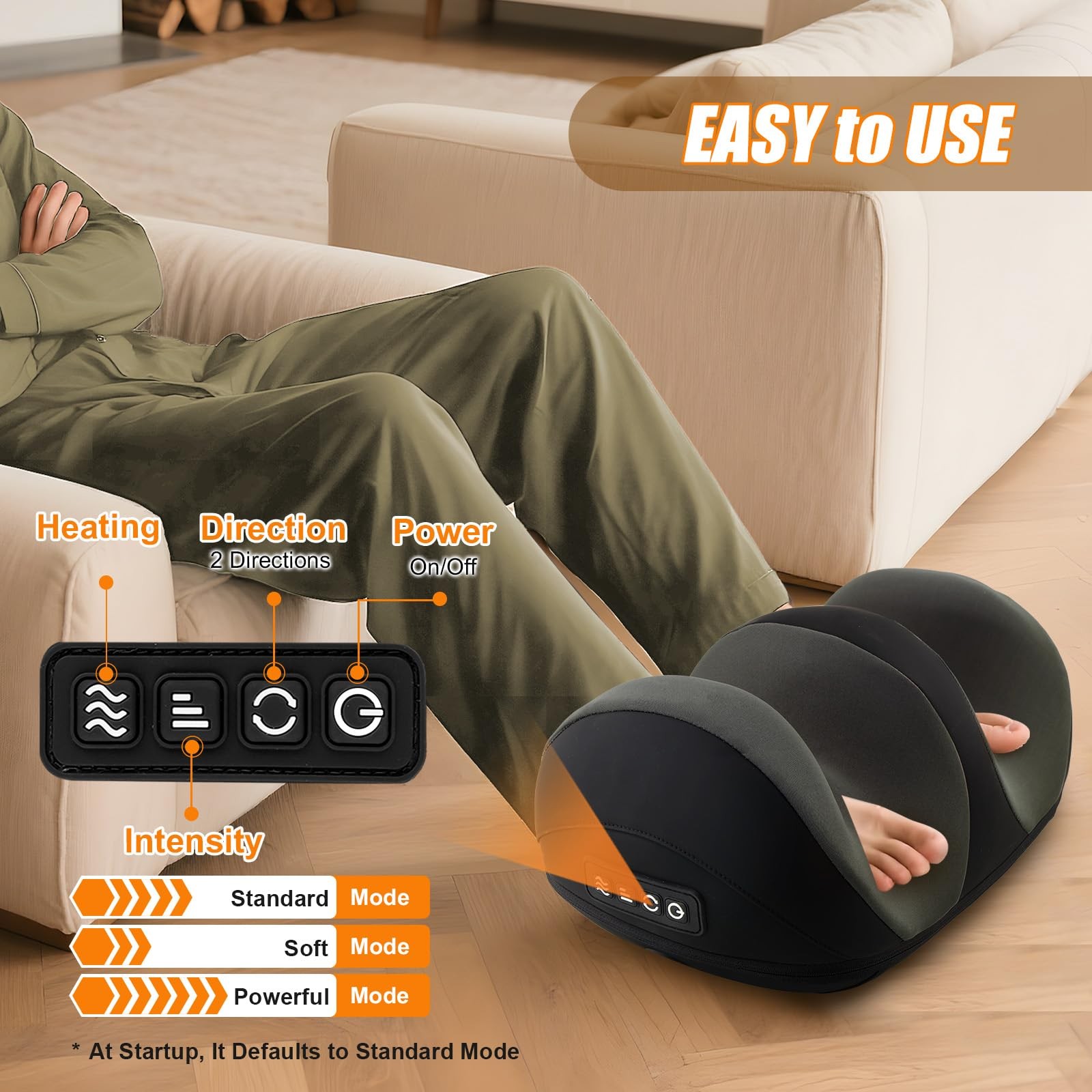 Foot Massager with Heat, Shiatsu Kneading Foot and Calf Electric Massager Machin
