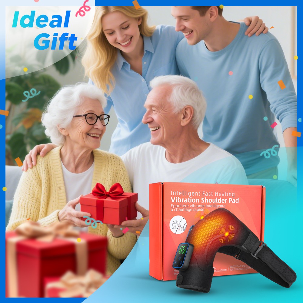 Electric Heated Vibration Shoulder Massager Brace Heat Therapy Joint Pain Relief