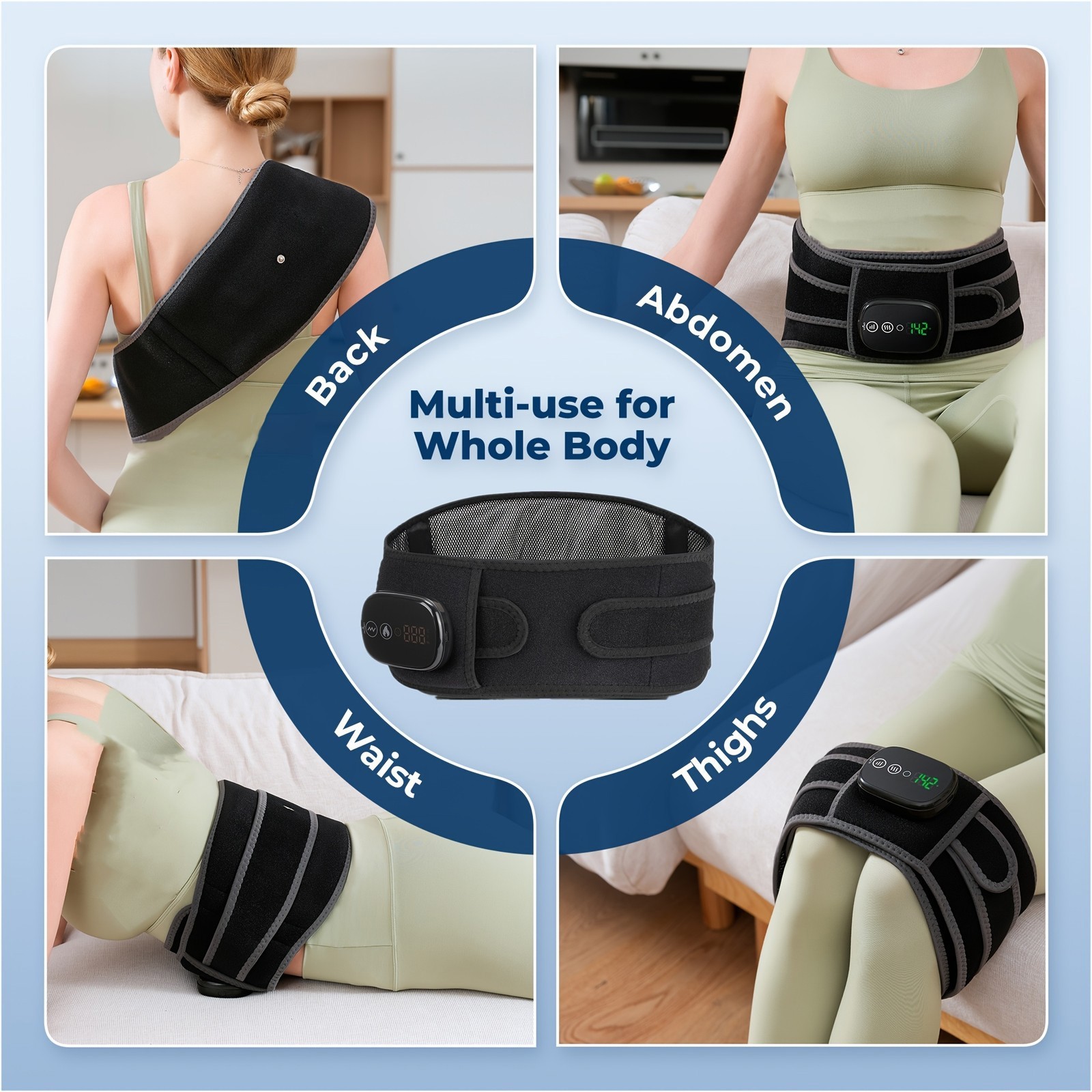 Massage Waist Belt Electric Infrared Heated with Back Support Vibration Massager