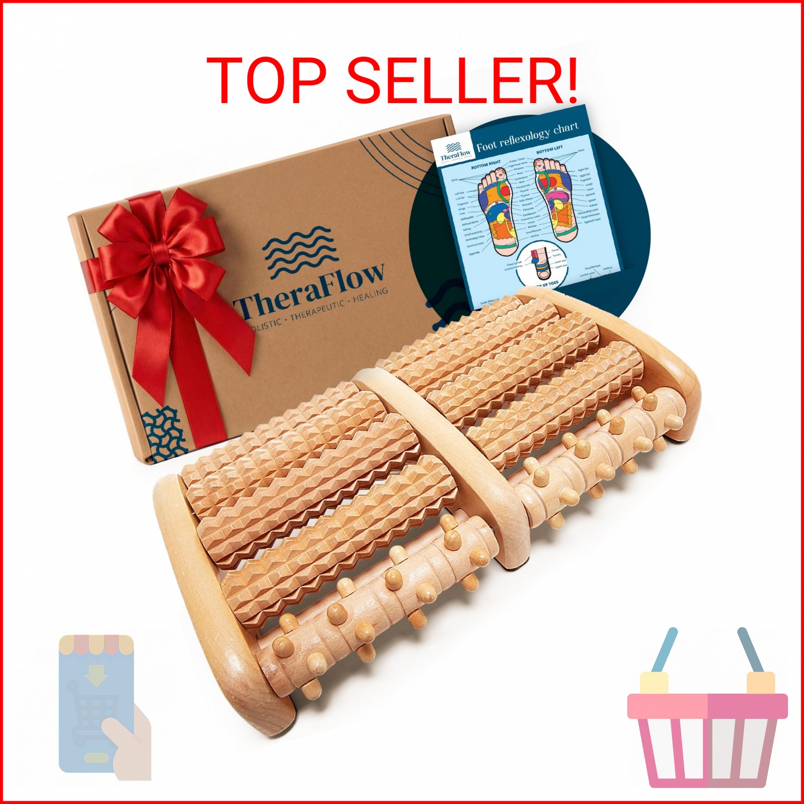 TheraFlow Foot Roller for Plantar Fasciitis Relief and Neuropathy Pain Relief fo