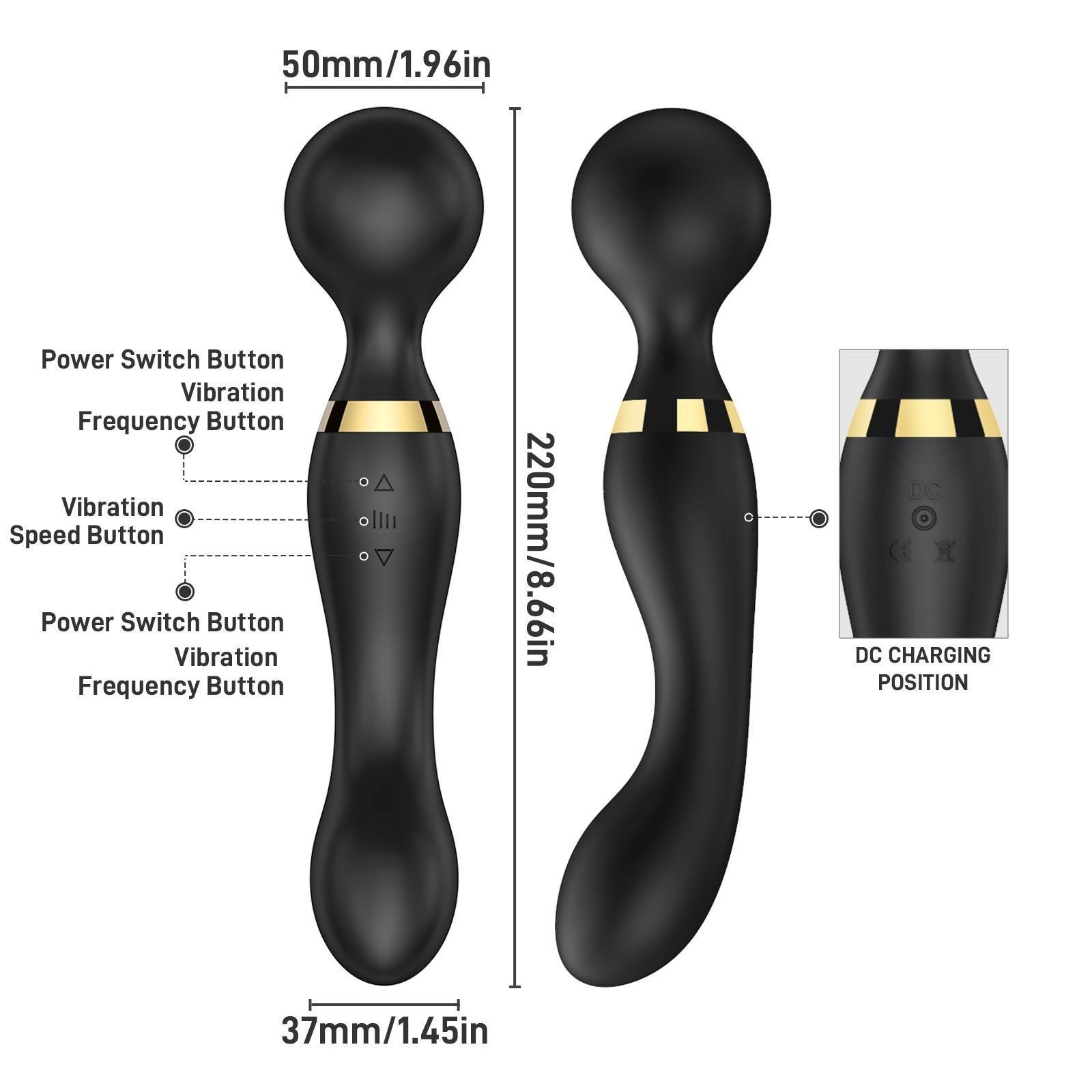 USB Rechargeable Massager Wand Vibrating Magic Massage Full Body Therapy Double