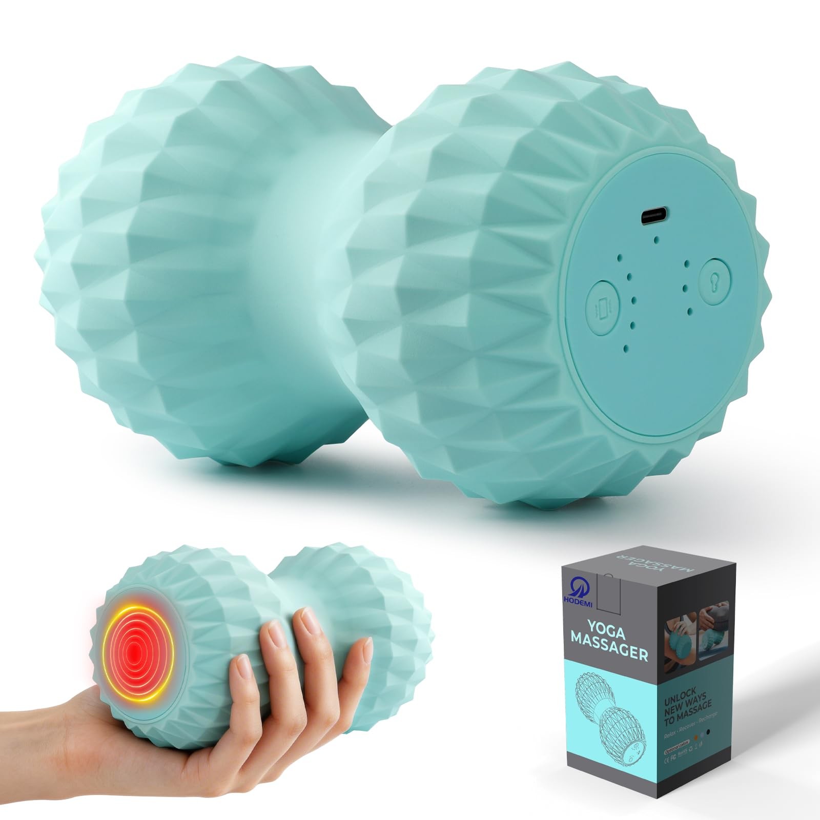 Vibrating Peanut Massage Ball with Heat, Deep Tissue Trigger Point Massager f…
