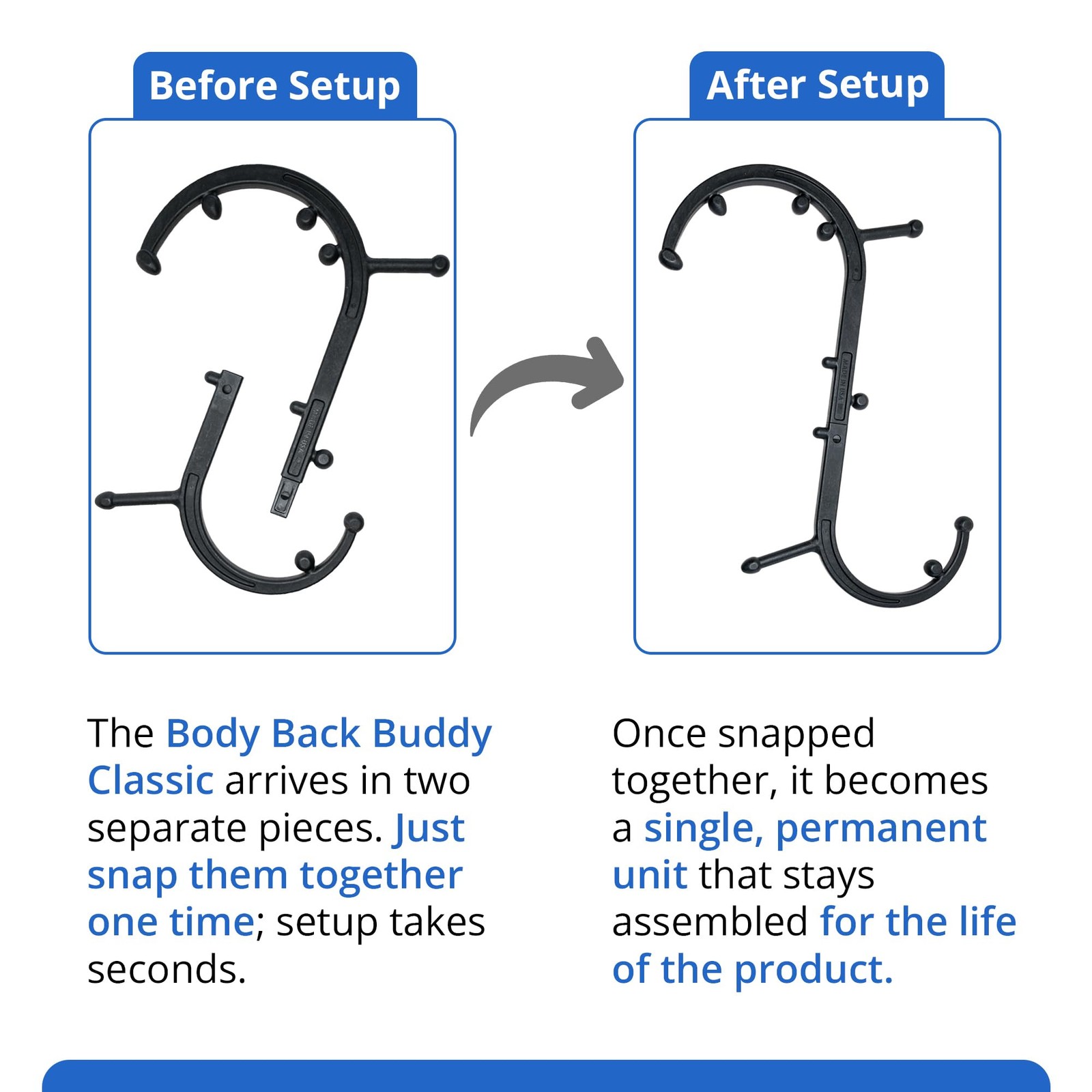 Body Back Buddy Classic USA Made Handheld Massage Cane – Full Classic, Black