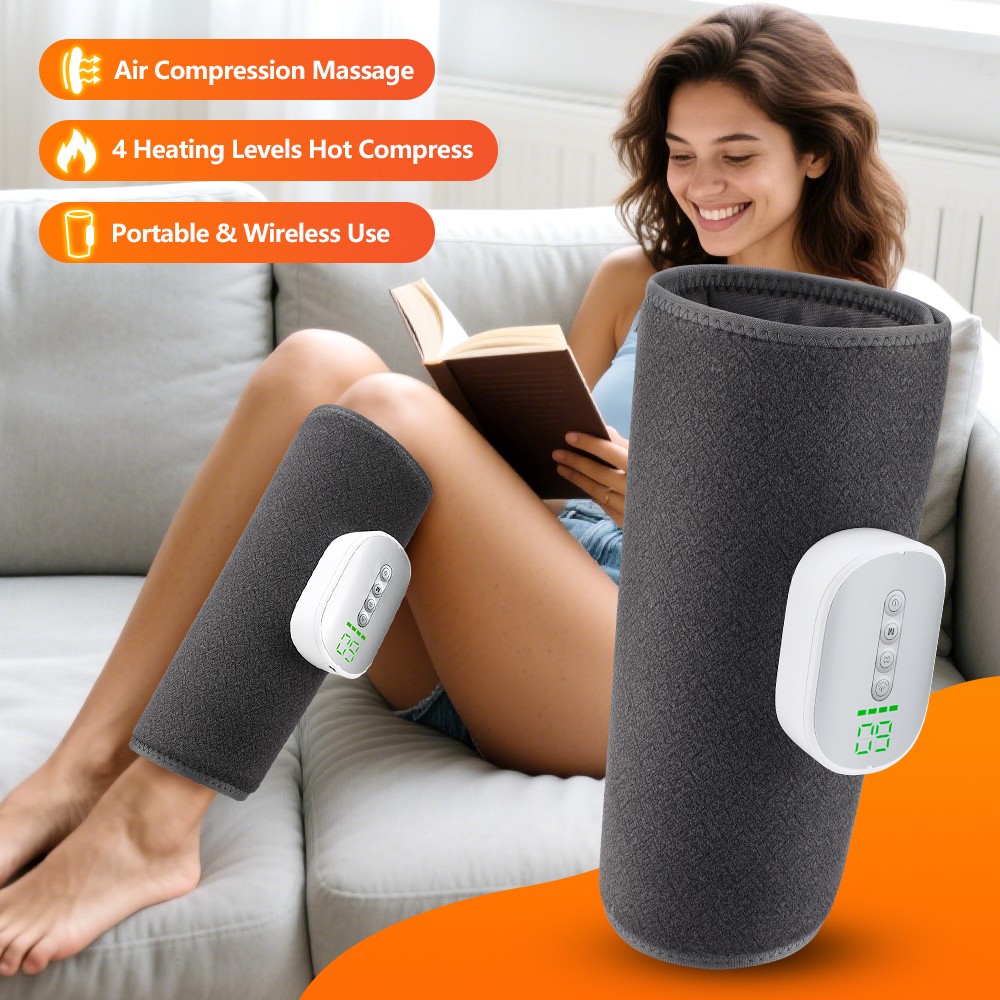 Electric 360° Air Pressure Leg Massager Hot Compress 4 Mode 8 Level Relax Blood