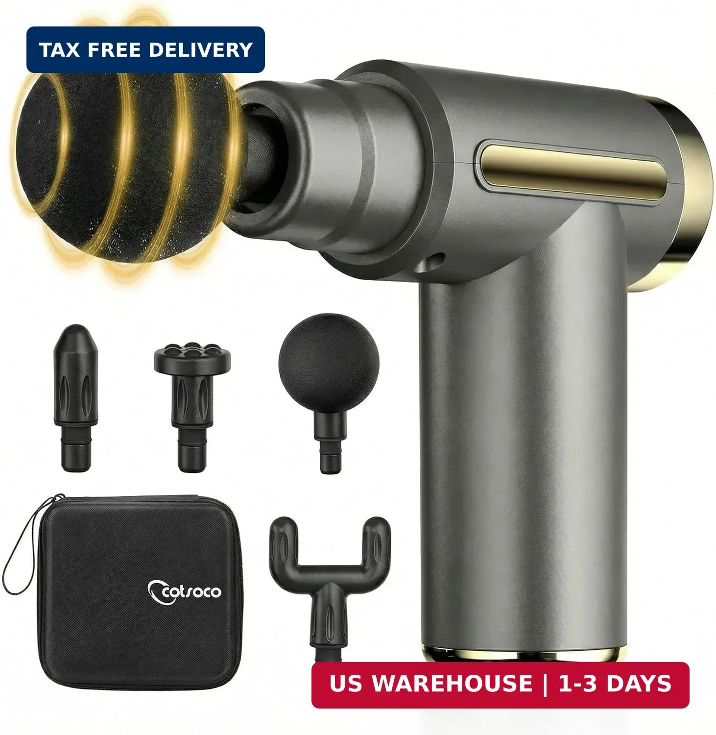 Jancane Mini Massage Gun, Deep Tissue Muscle Massager with 6 Speeds & 4 Heads, S