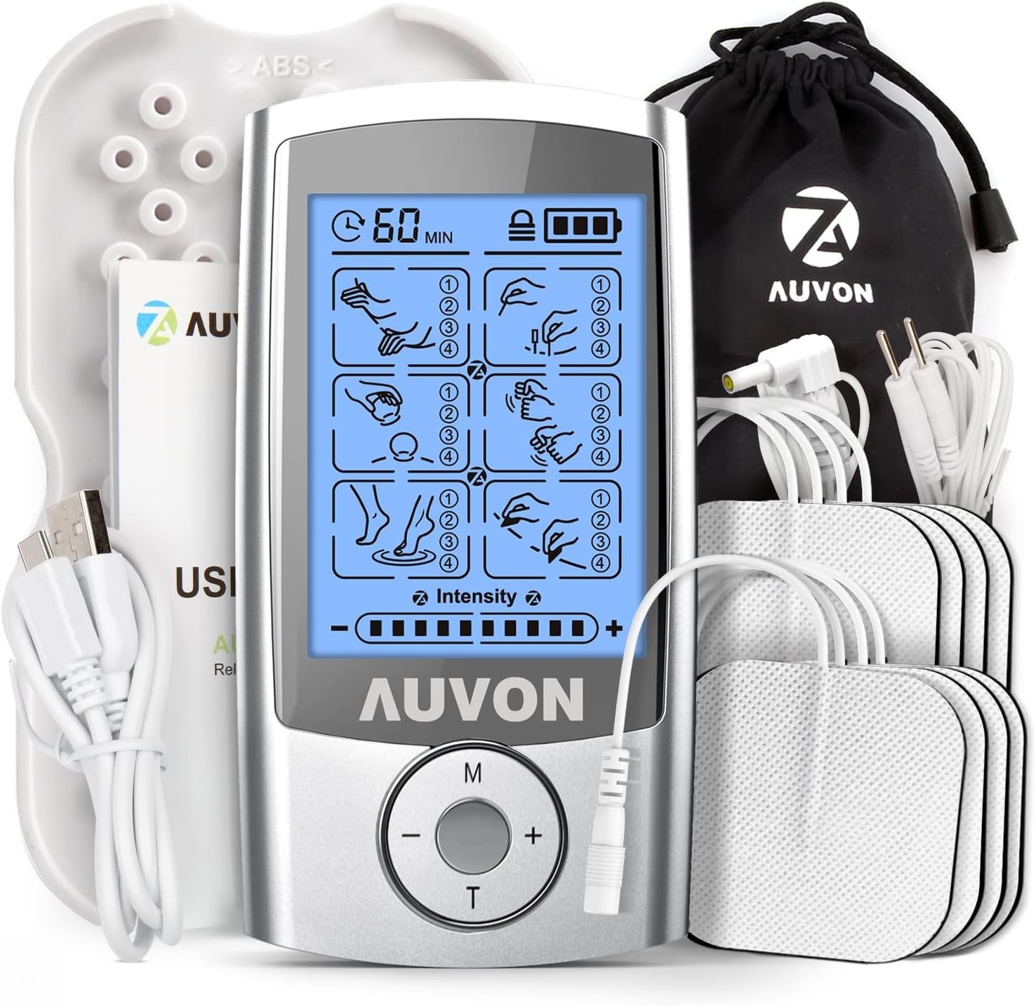 Professional TENS Machine with 8 Electrode Pads – 24 Modes of Relief