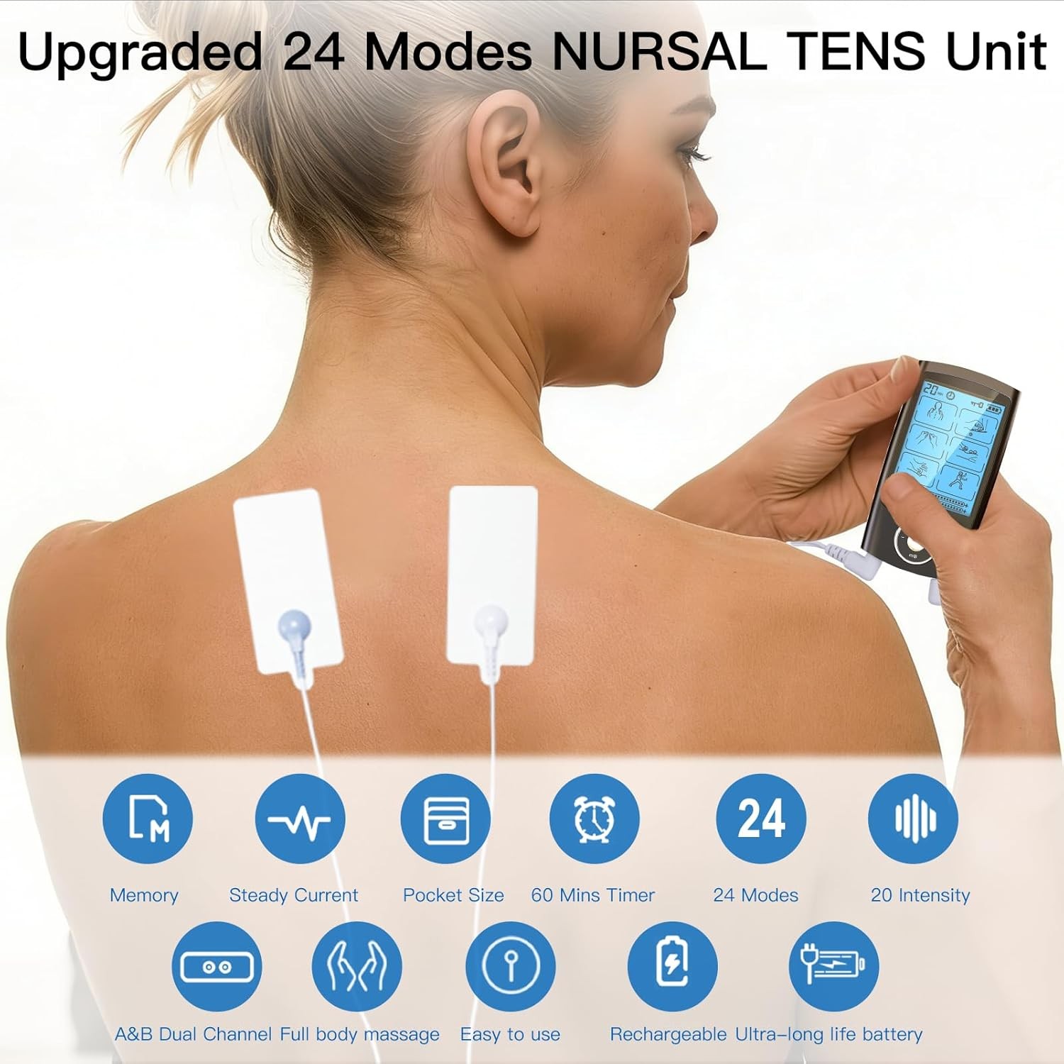 MegaWise EMS TENS Muscle Stimulator 48 Modes Dual Channel w/ 14 Pads