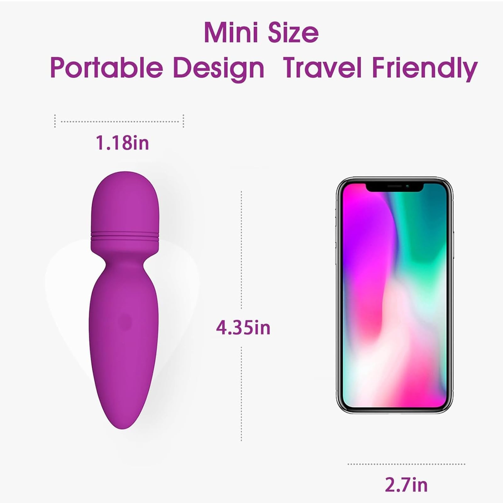 Mini Wand Massager,Small Hand-held Massager,Quiet,Portable Personal Massager ,Si