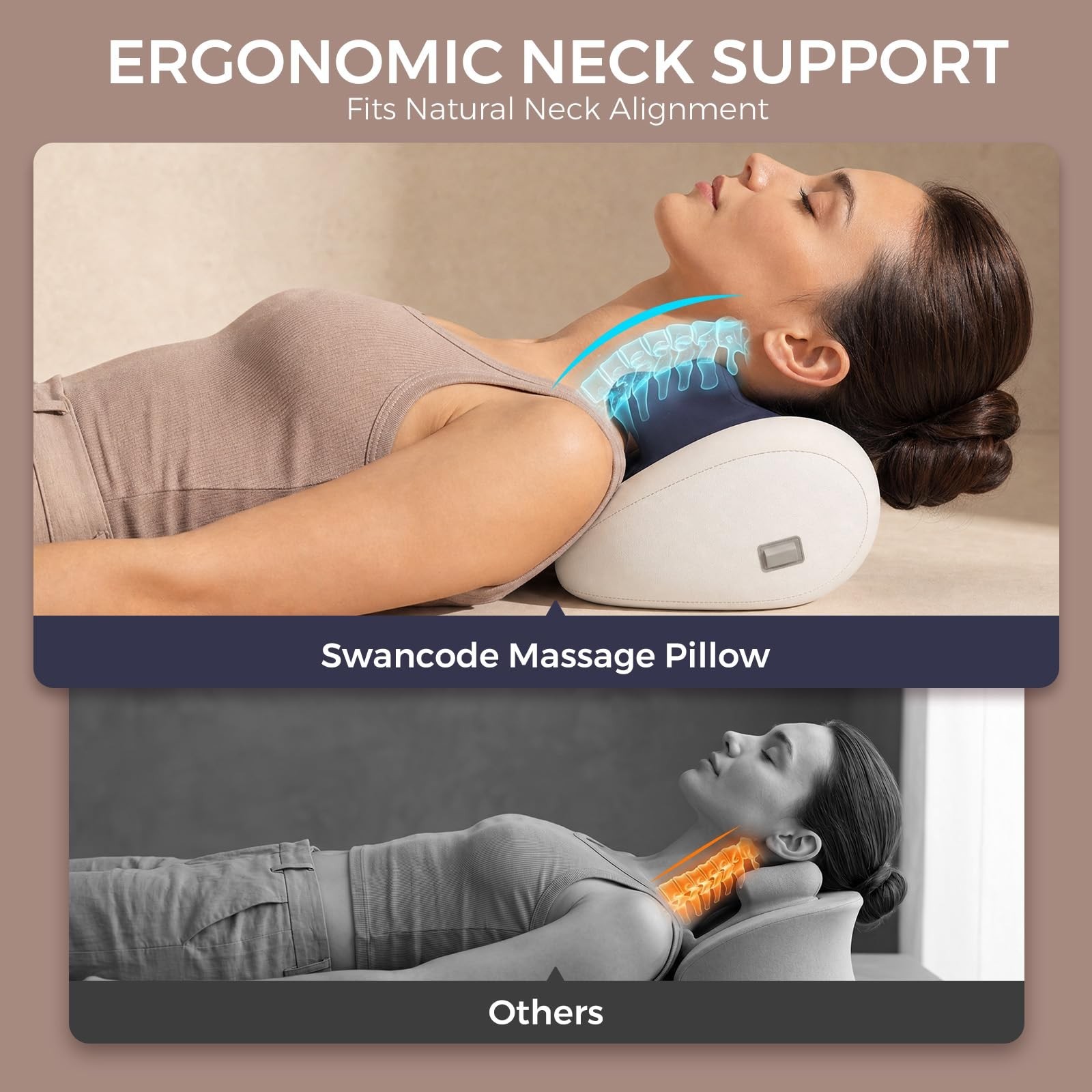 Deep Tissue Neck Massager Pillow with Heat – Shiatsu Kneading for Pain Relief, P
