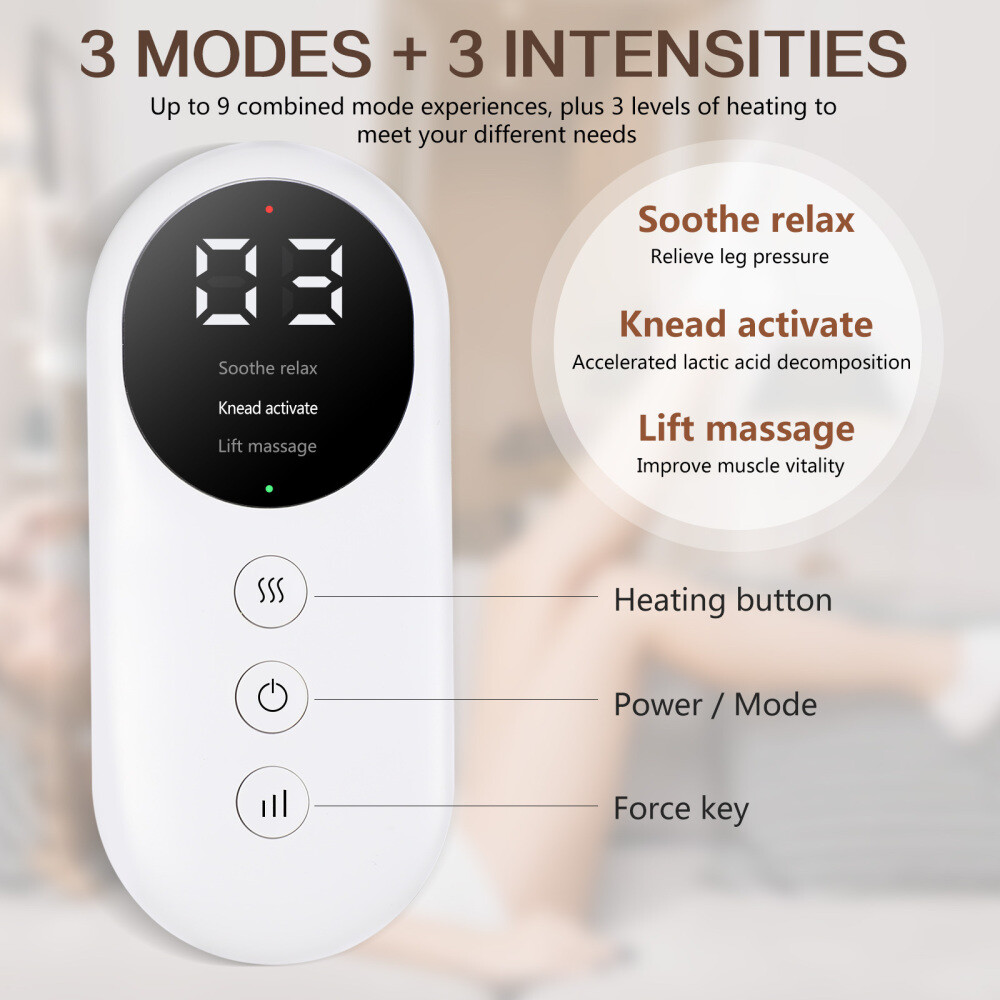 1 Pair Leg Massager Cordless Calf Air Compression Massager Heated Pain Relief
