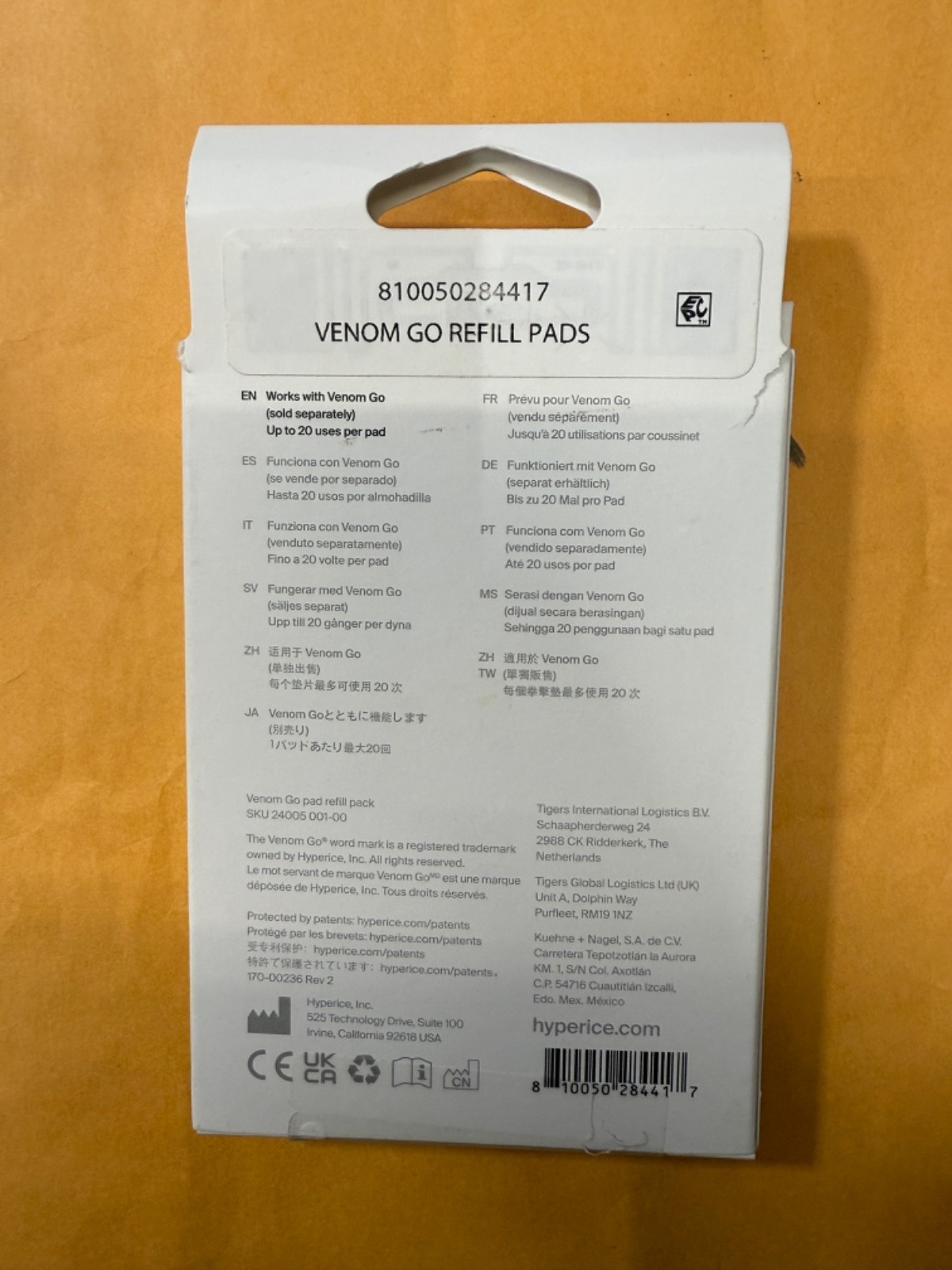 Hyperice – Venom Go Wearable Heat + Vibration Pad Refill (Pack of 3) – Black