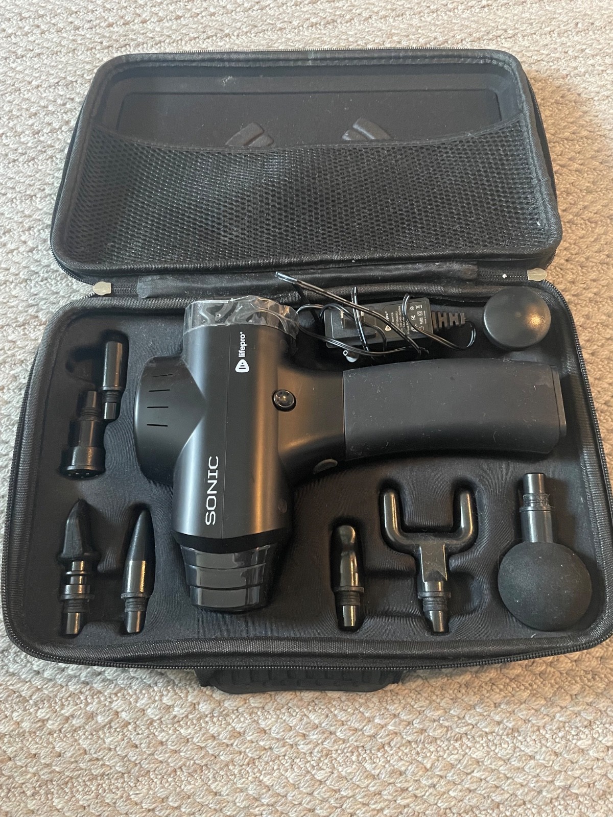 Life Pro Sonic Handheld Percussion 5-Speed Massage Gun – black