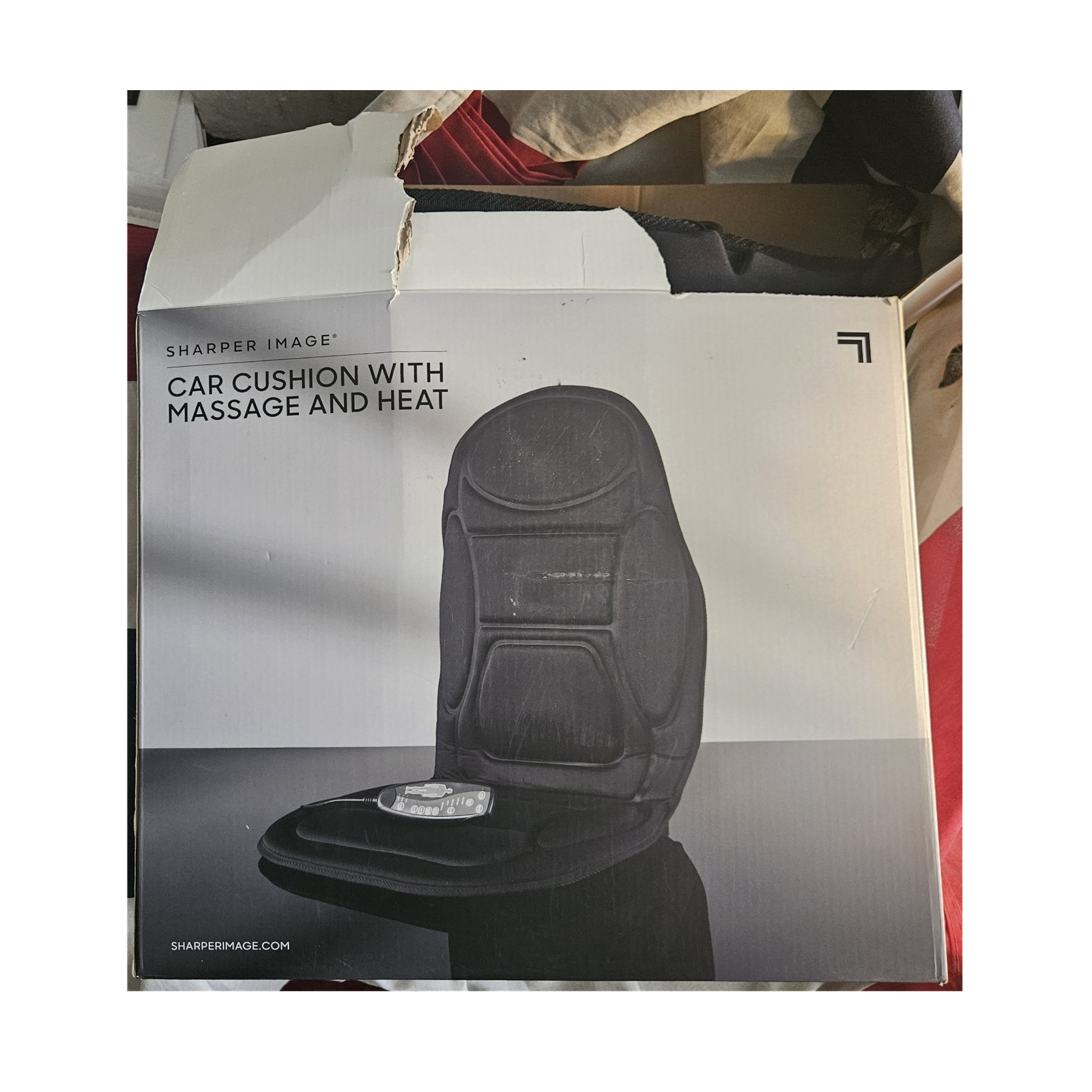 Sharper Image Massage Cushion Black Heat Timer Remote Tapping Kneading 12V Car