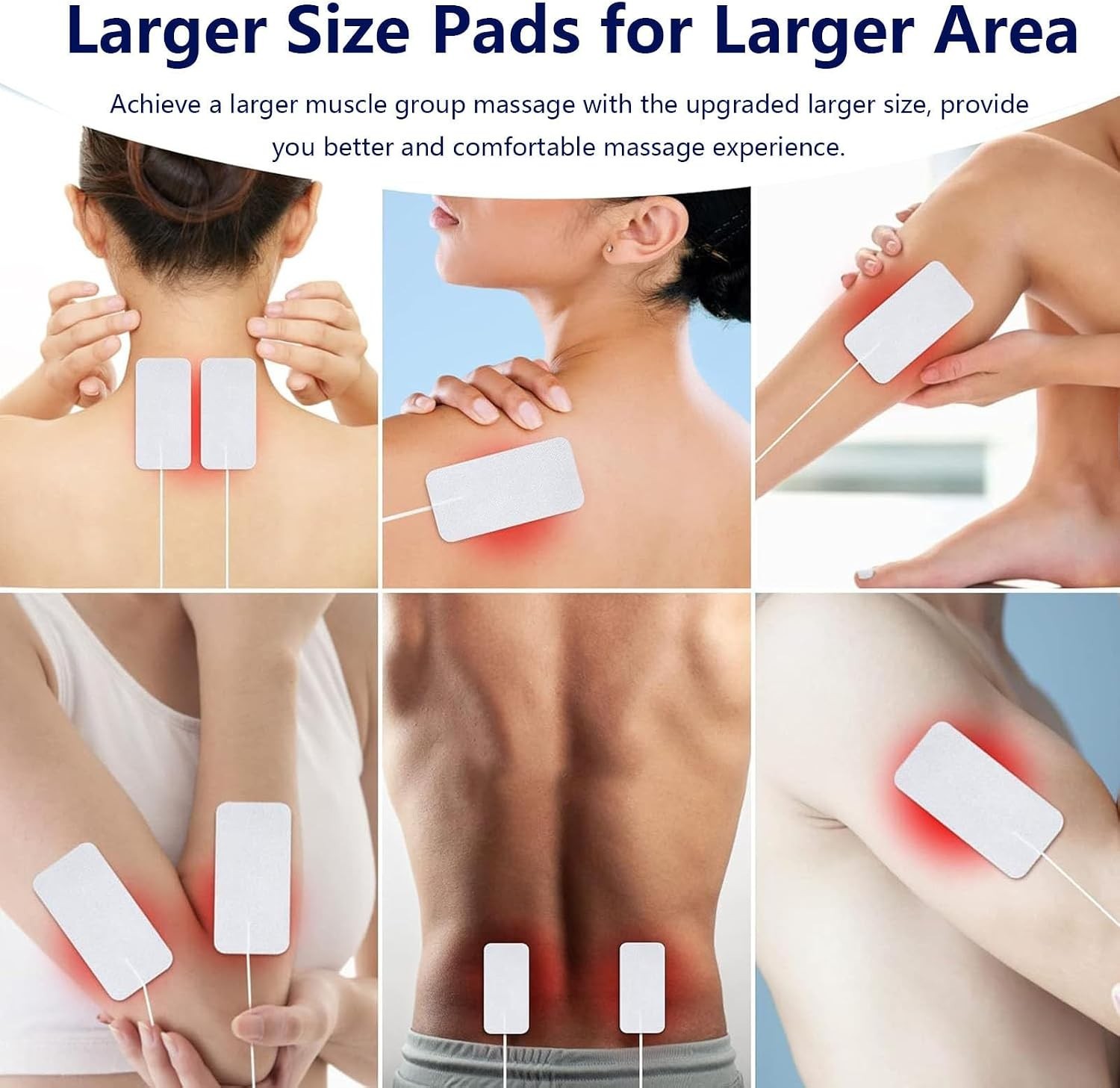 TENS Unit Replacement Pads 10 Pcs, TENS Unit Electrode Pads 2″X4″, Large