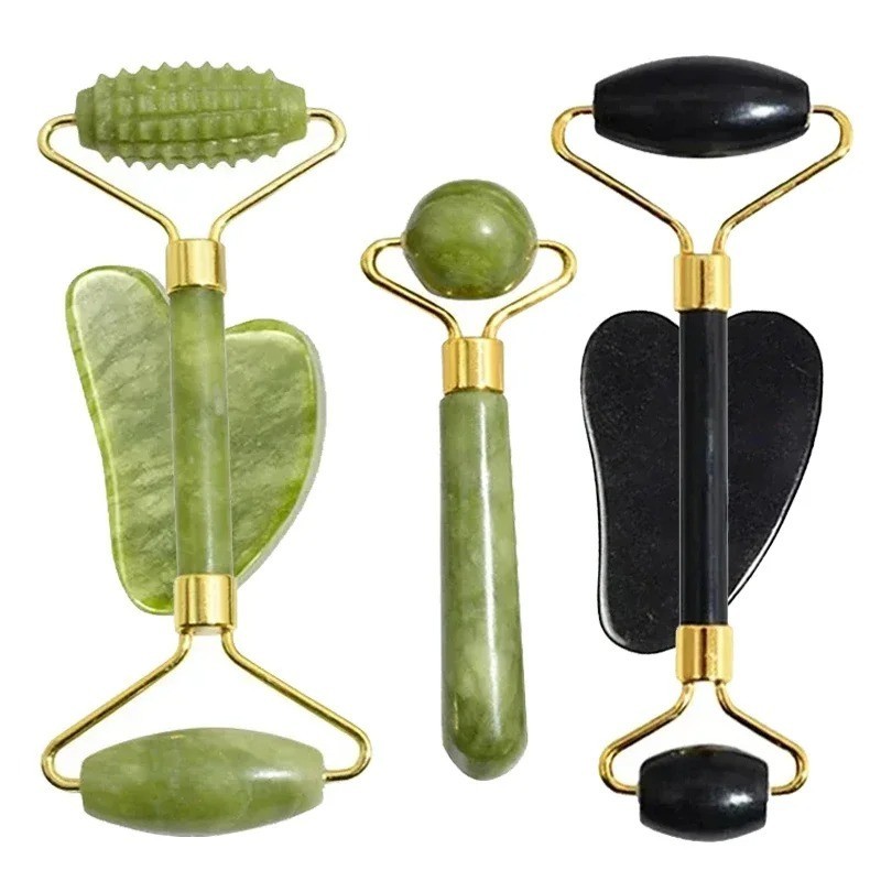 Natural Jade Roller Face Gua Sha Natural Stone Body Neck Massager Eye Care Spa