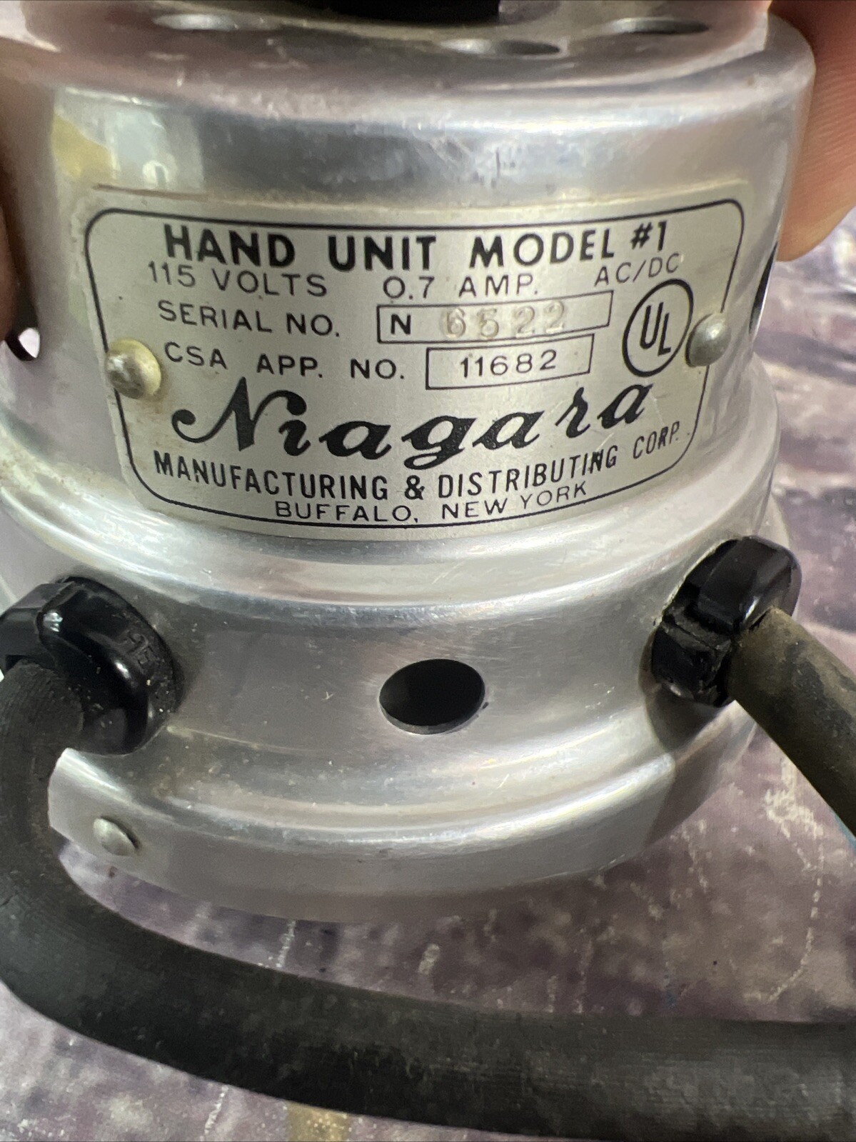 Tested Working Niagra Massager Hand Unit Model No 1 (115V, 0.7A) 6522
