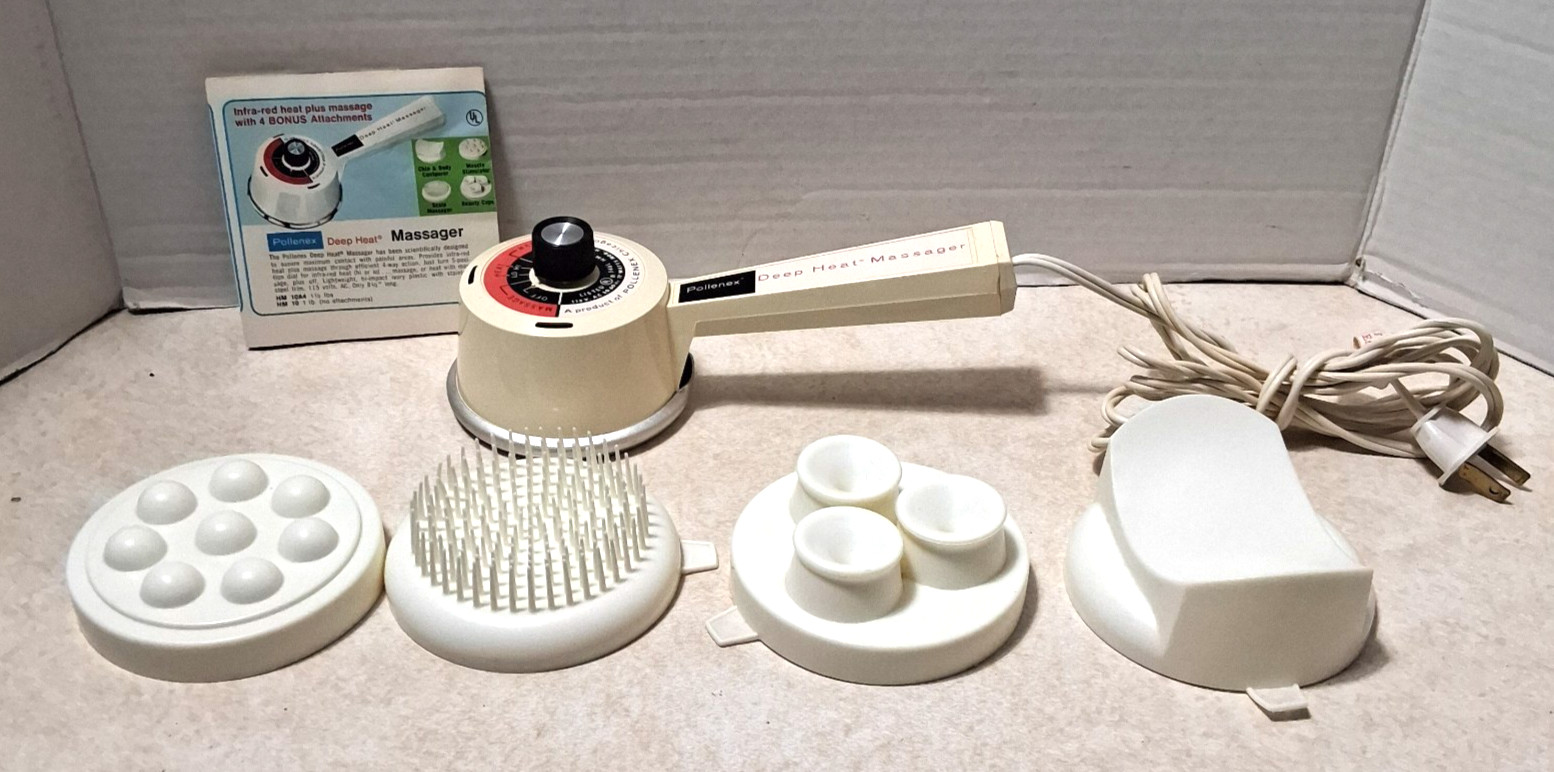 Vintage – Pollenex – Deep Heat Massager – with Attachments – HM-10 – Tested