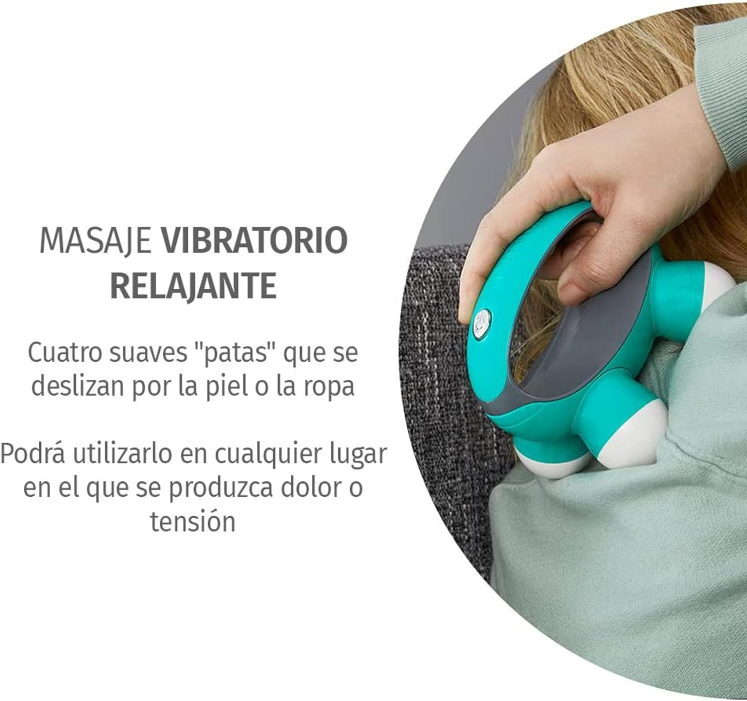Homedics, Quatro Mini Hand-Held Massager with Hand Grip, Battery Operated Vibrat