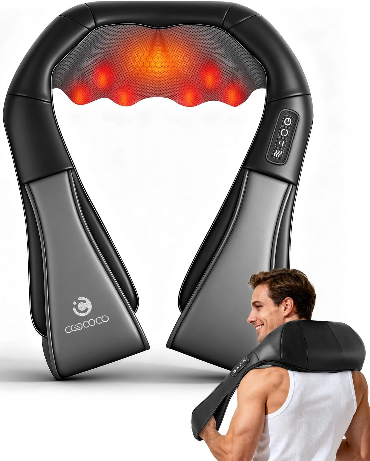 Shiatsu Neck Massager, FSA Eligible Kneading Back Massager with Heat, Deep Knead