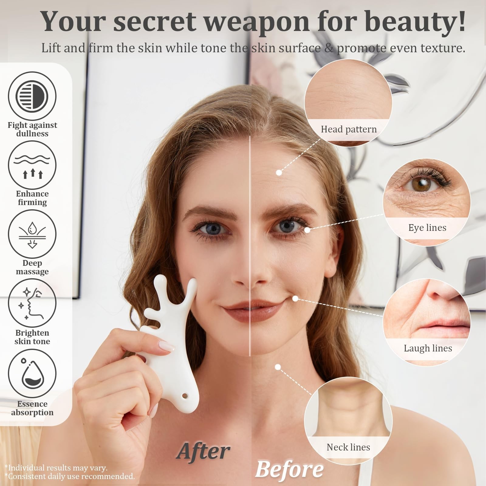 6-in-1 Ceramic Gua Sha Tool for Body & Face, Lymphatic Drainage & Relaxation