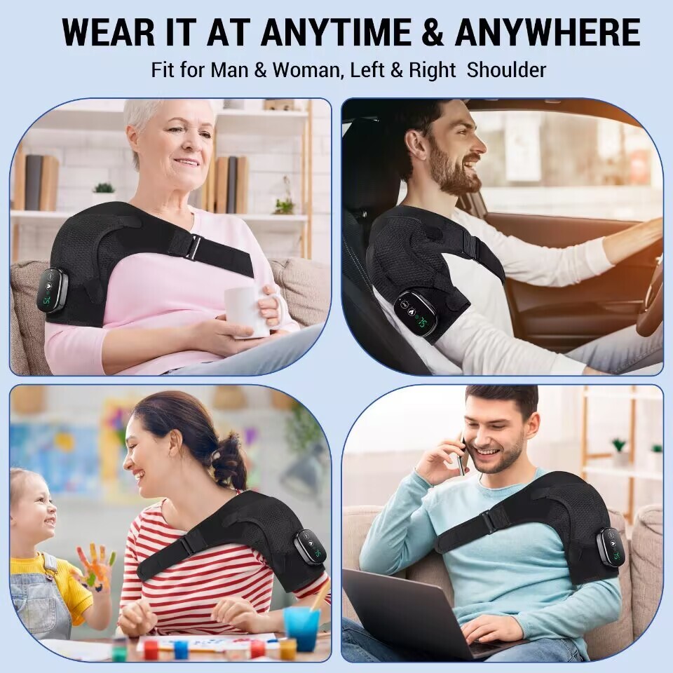 Shoulder Massager with Heat Vibration Deep Tissue Arm Brace For Pain Relief Pad