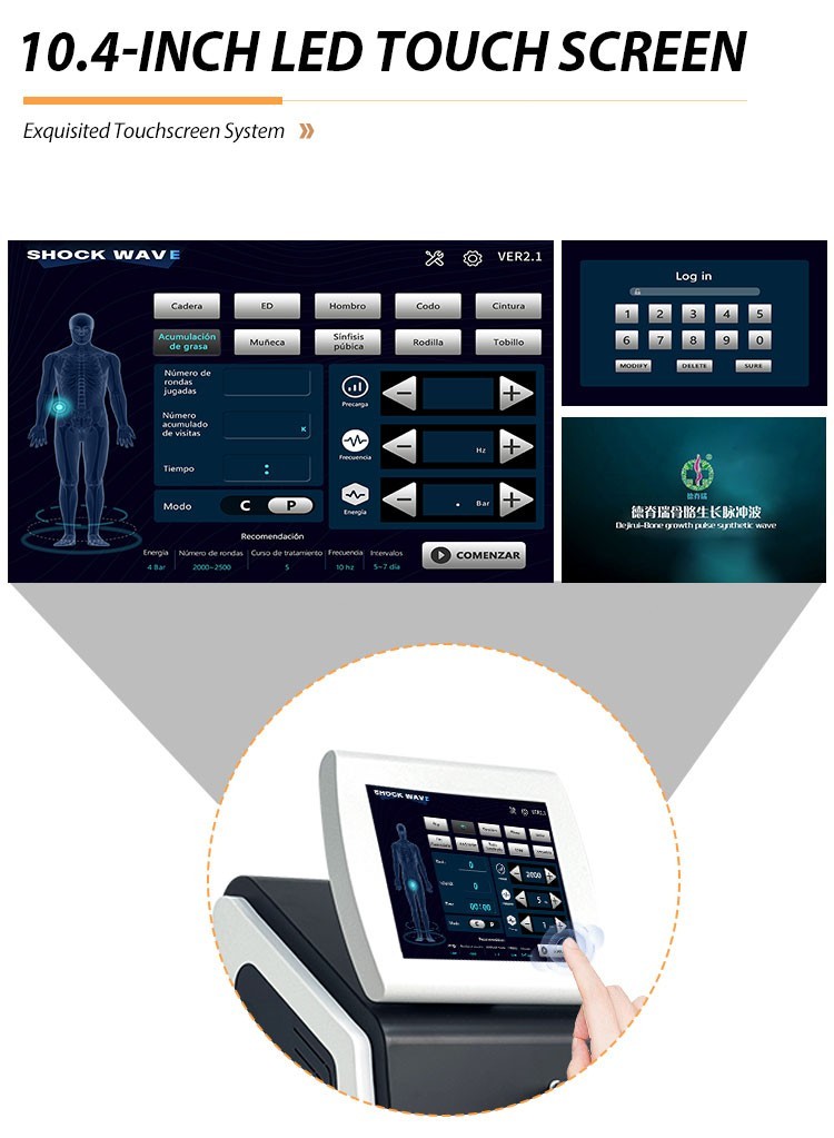Shockwave Therapy Machine ED Treatment Physiotherapy Instrument w 6 Impact Heads