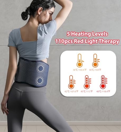 ADIUPUL BACK MASSAGER BELT LIGHT THERAPY, 5 HEATING LEVELS K212 – BLUE
