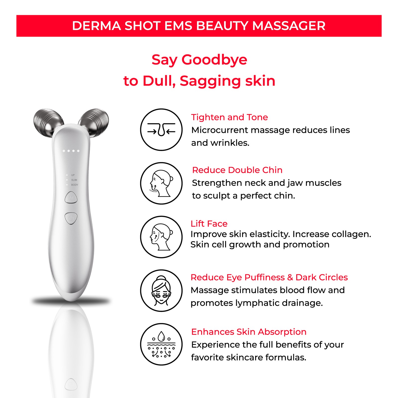 1Pcs Face Skin Tightening Massage Beauty Machine Anti-Wrinkle Anti-Aging Device