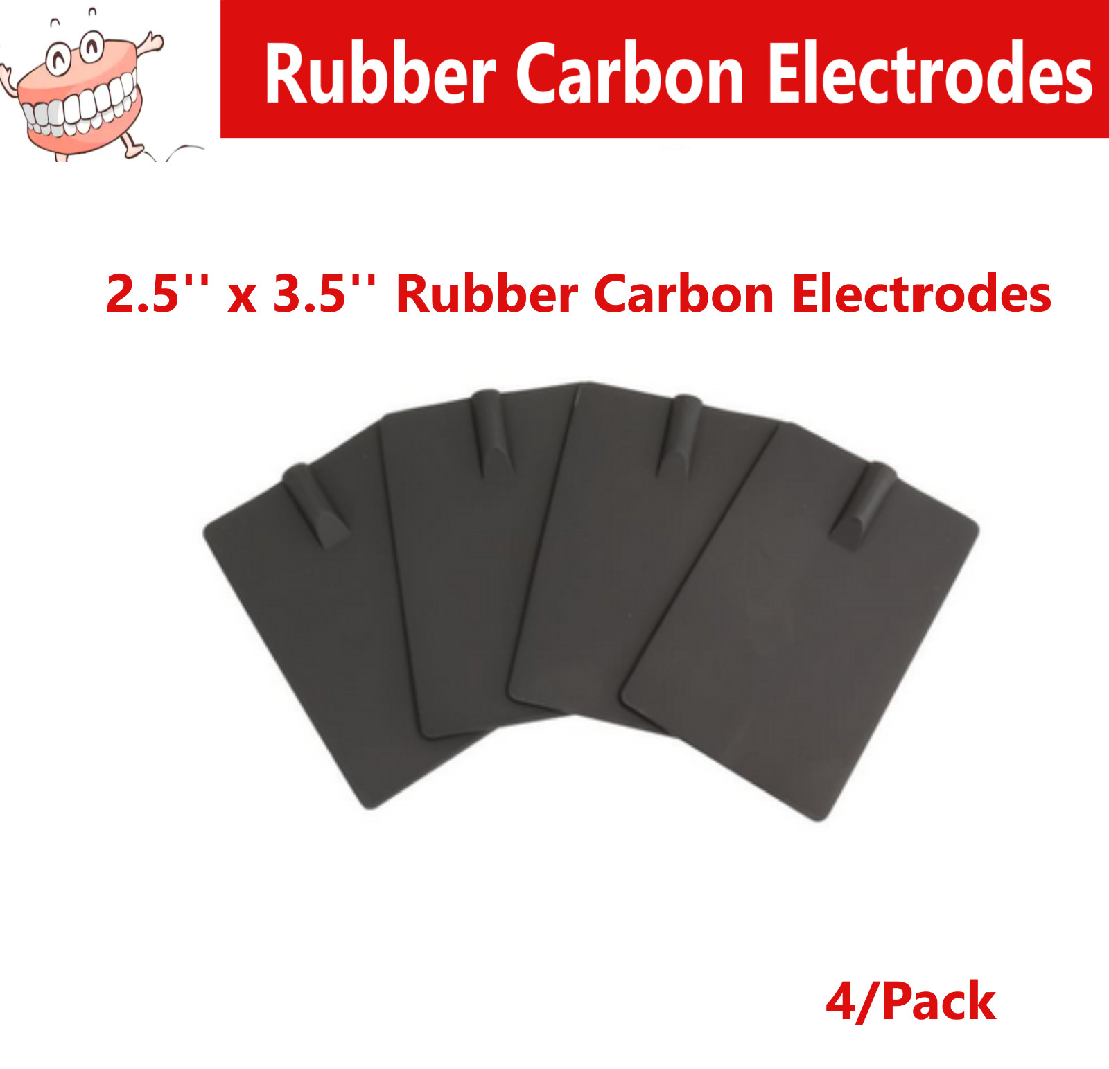 Rubber Electrodes Carbon Electrodes Size : 2.5″ x 3.5″ (60 x 90 mm) Black, 4/Pk