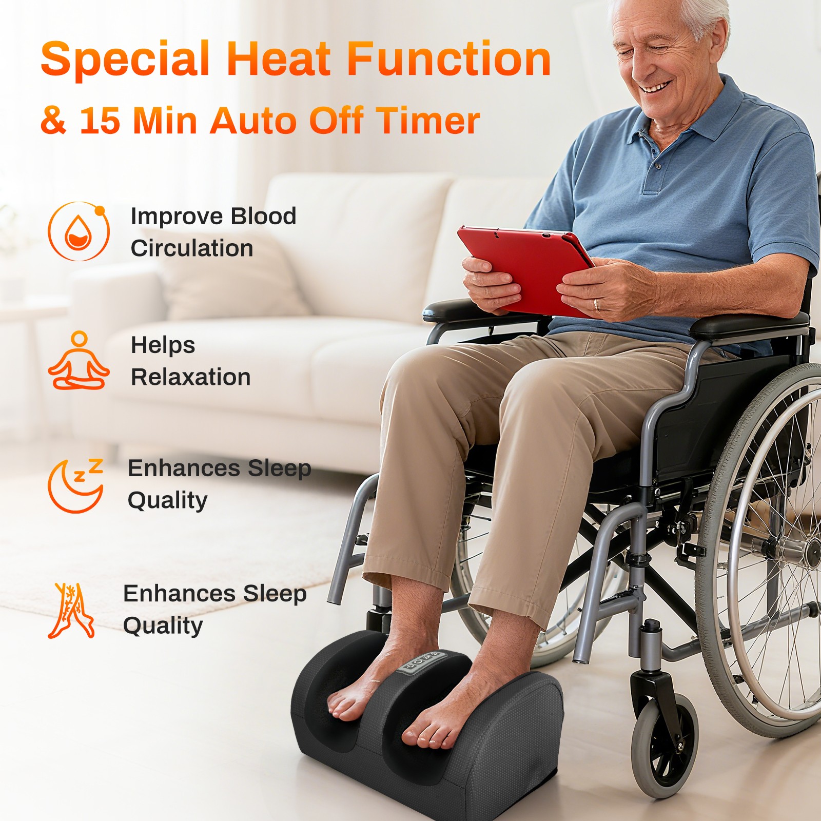 Shiatsu Foot and Calf Massager with Heat Shiatsu Deep Kneading For Tired Muscles