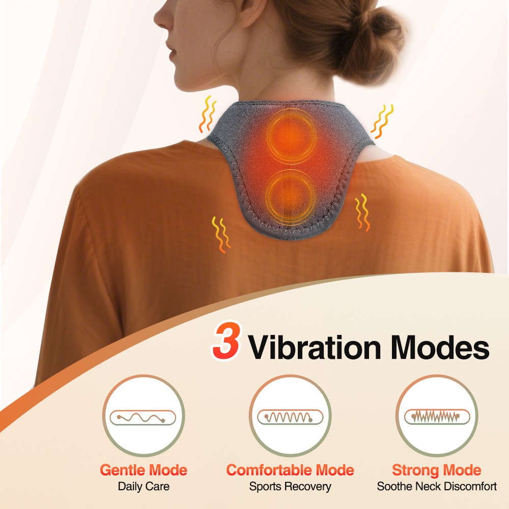 Cordless Neck and Shoulder Heating Pad Vibration Massage Heated Wrap Pain Relief
