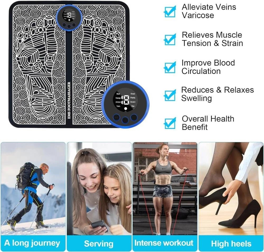 Foot Massage Mat Leg Reshaping Muscle Kneading Relief Pain Rechargeable Massager