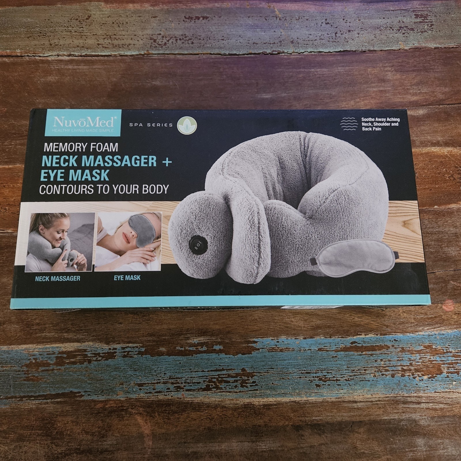 NuvoMed Memory Foam Neck Massager & Eye Mask In Gray Contours To Your Body NEW!