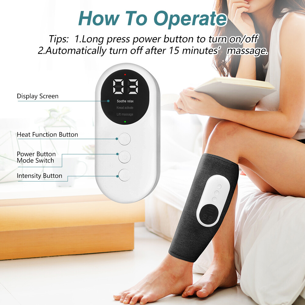 3 Modes Air Compression Leg Massager with Heat for Foot Calf Thigh / Knee