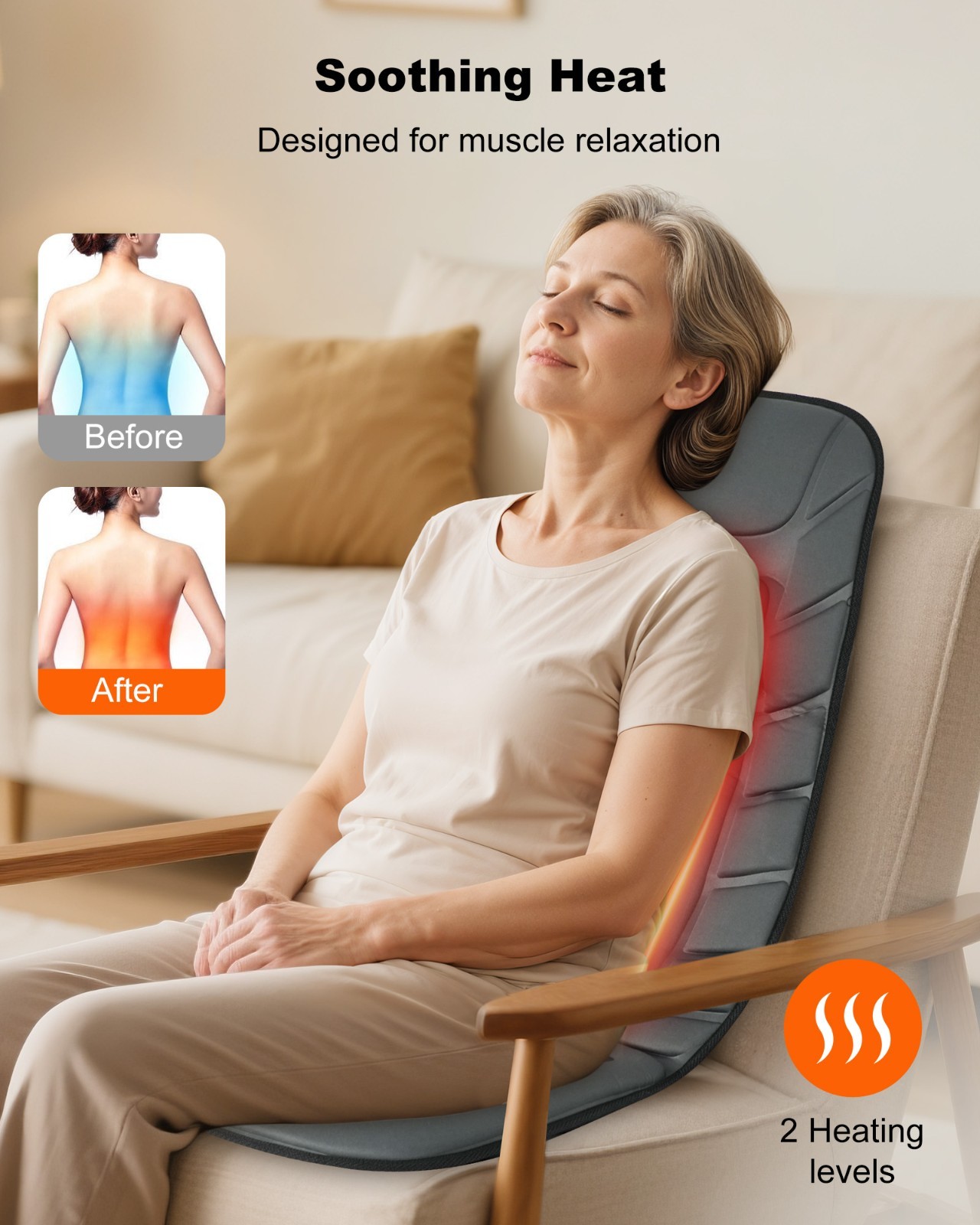Snailax Massage Seat Cushion with Heat, Back Massager with Vibration, Gift