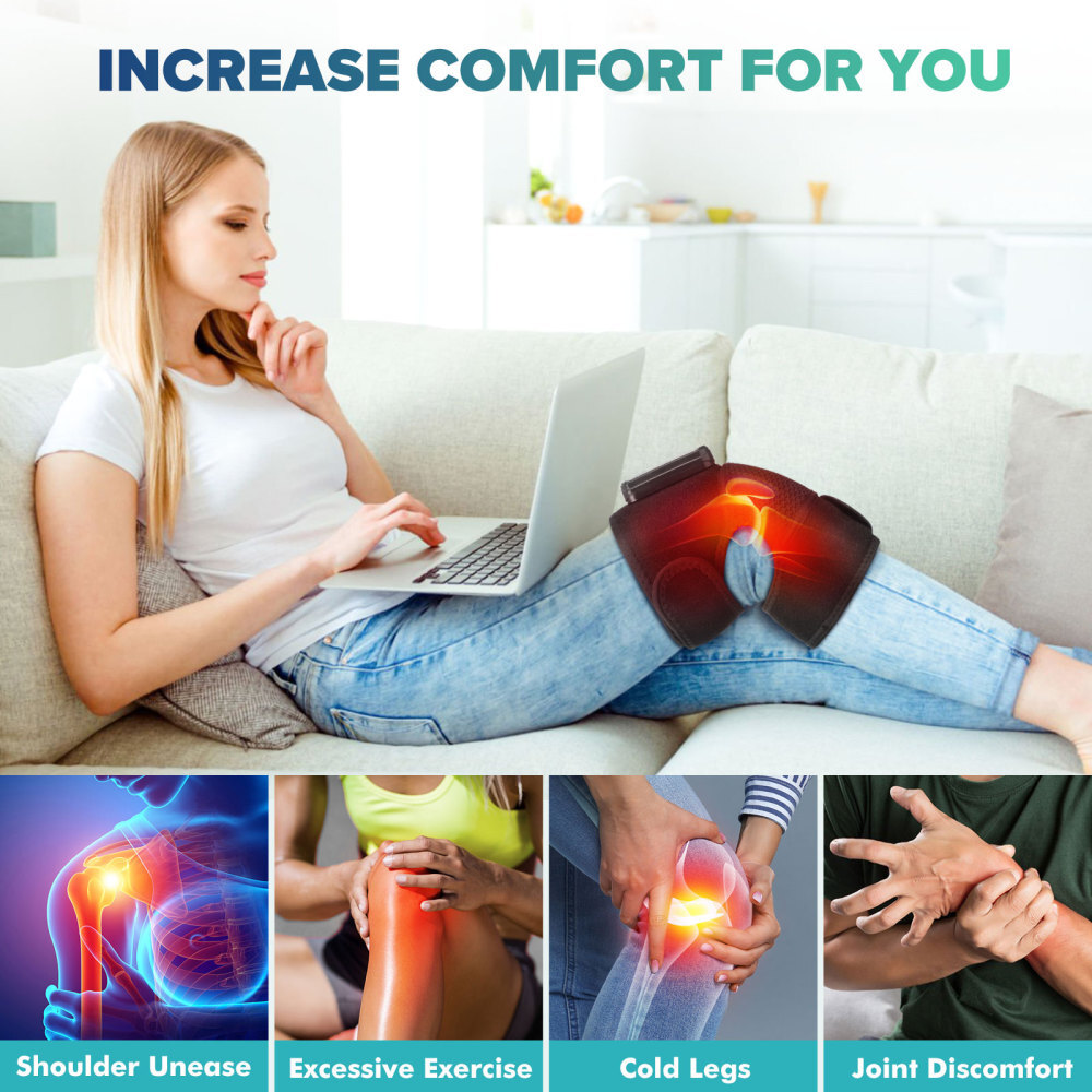 Heated Vibration Massager Knee Elbow Shoulder Pad 3 Heating Pain Relieving USB