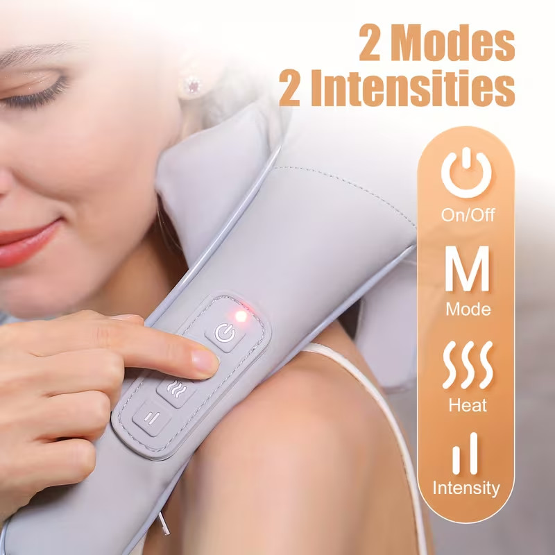 Neck Massager Heat 6D Shiatsu Neck Shoulder Massager Deep Tissue Back